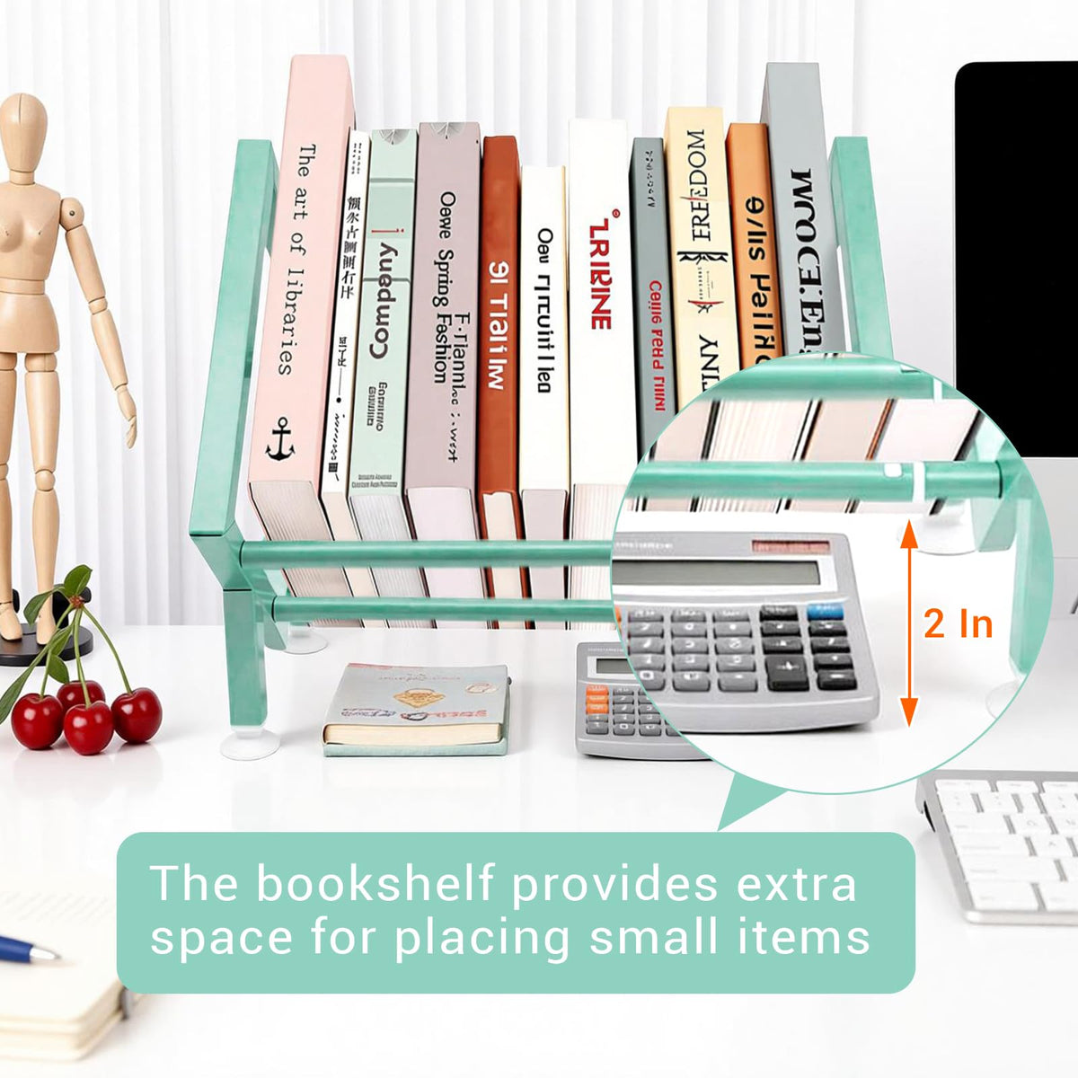 Expandable Desktop Bookshelf Organizer, Small Tabletop Book Storage Rack
