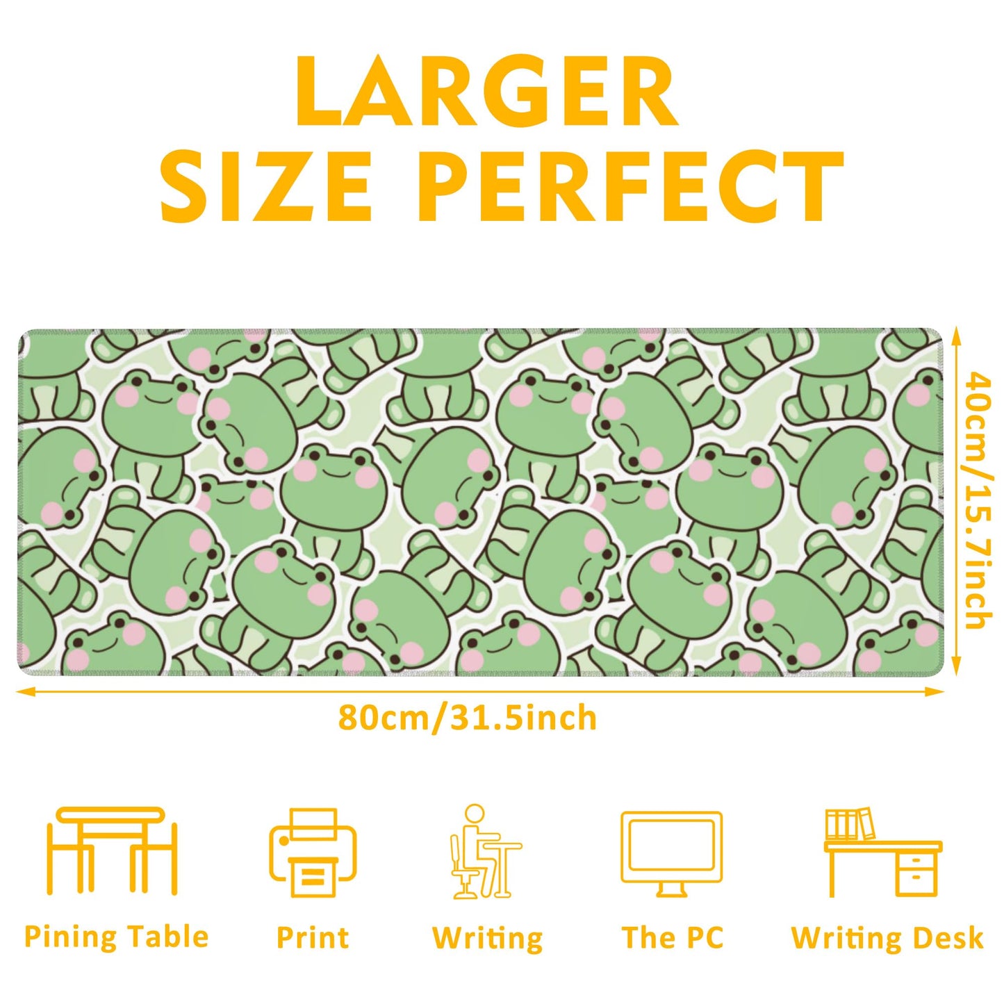 Uiaoiais Kawaii Frog Gaming Mouse Pad,Green Cute Desk Mat,31.5""X15.7"" Large Desk Pad with