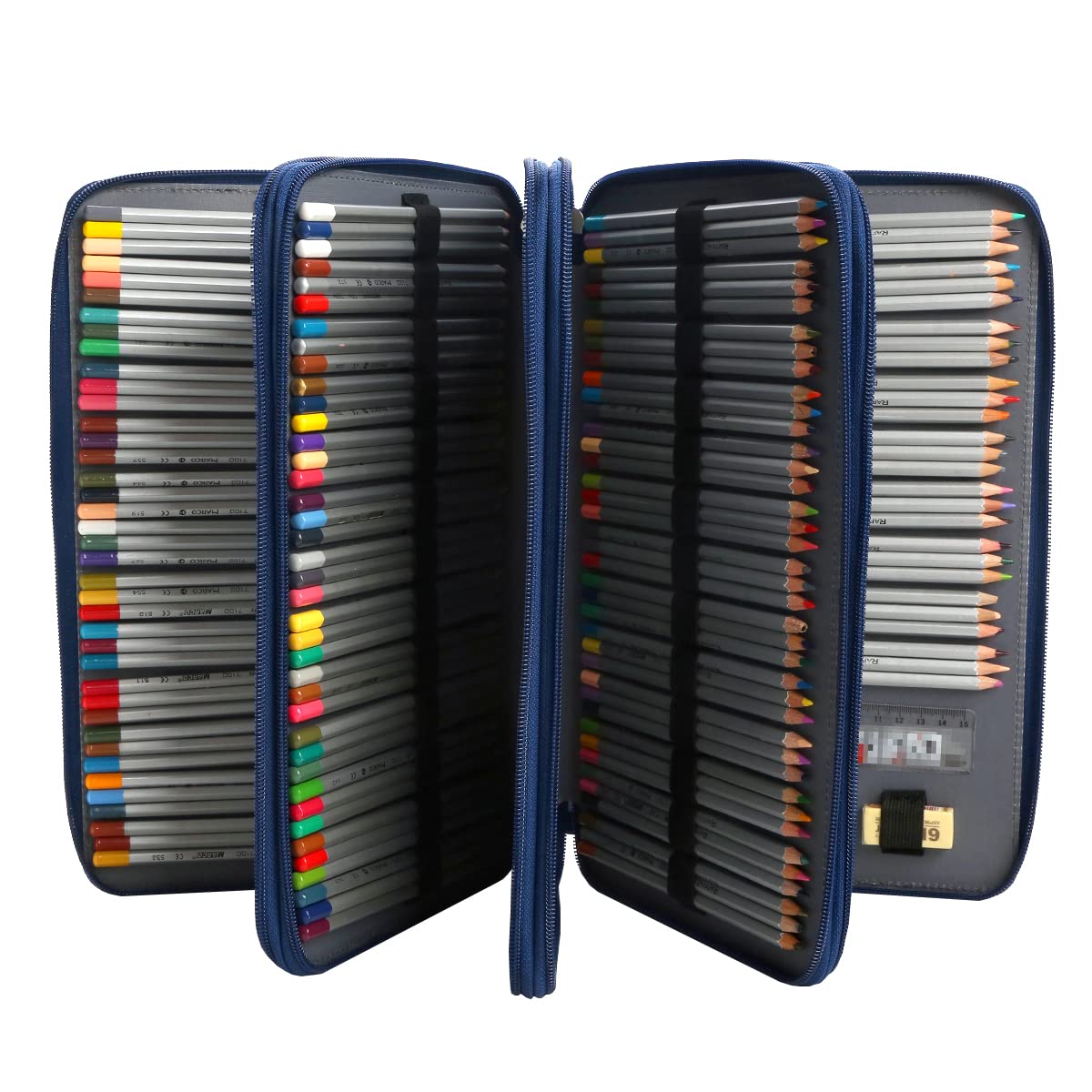Lbxgap 300 Slots Pencil Case 4-Layer Zipped Holder w/Handle