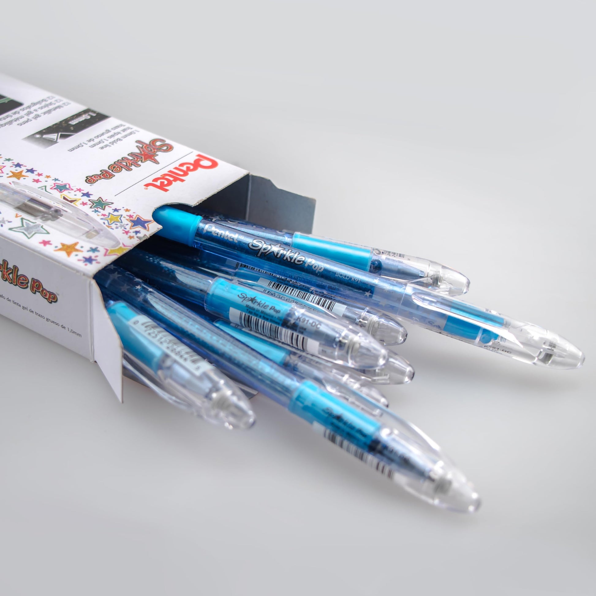 Pentel Sparkle Pop Metallic Gel Pen, (1.0mm) Bold Line, Blue/Green Ink, Box of 12 Pens (K91-DC)