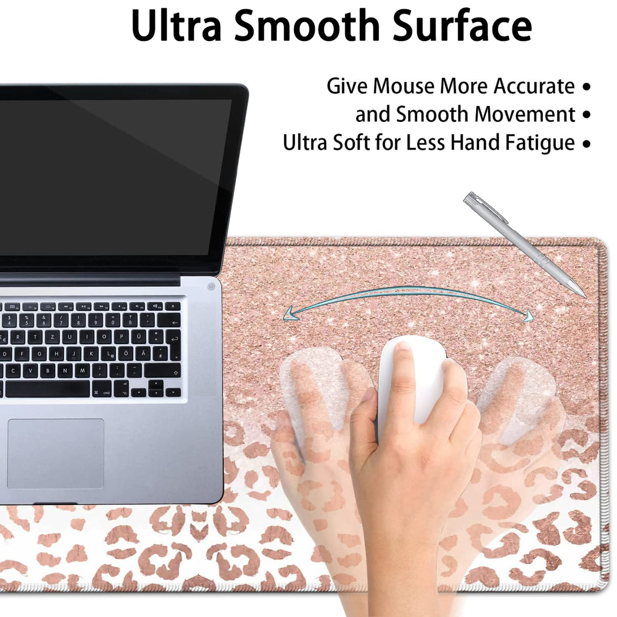 JVGFYNKL Pink Large Mouse Pad, Extended Office Desk Pad, 31.5x11.8in, Ergonomic Memory Foam Mouse