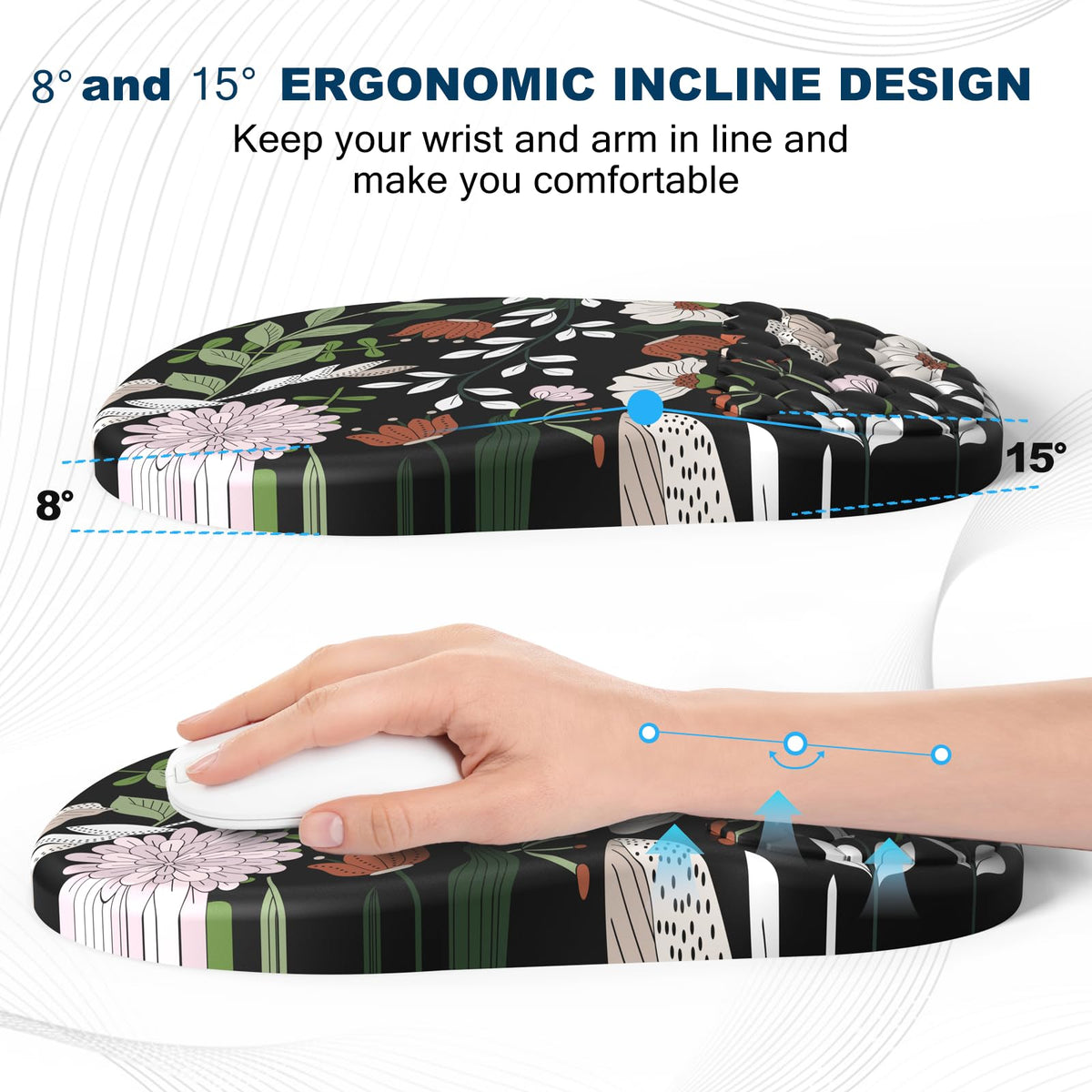 Hasinart Ergonomic Mouse Pad and Keyboard Wrist Rest with Massage Design, Space-Saving Mouse Pad