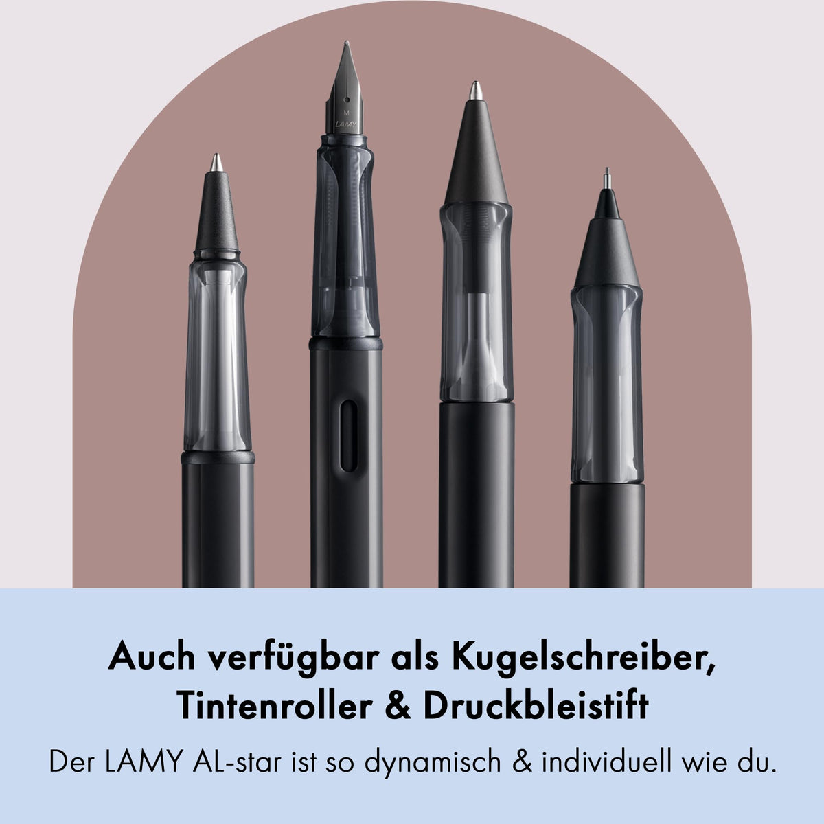 LAMY AL-star black - Fountain Pen with ergonomic grip & black steel nib in size M - lightweight