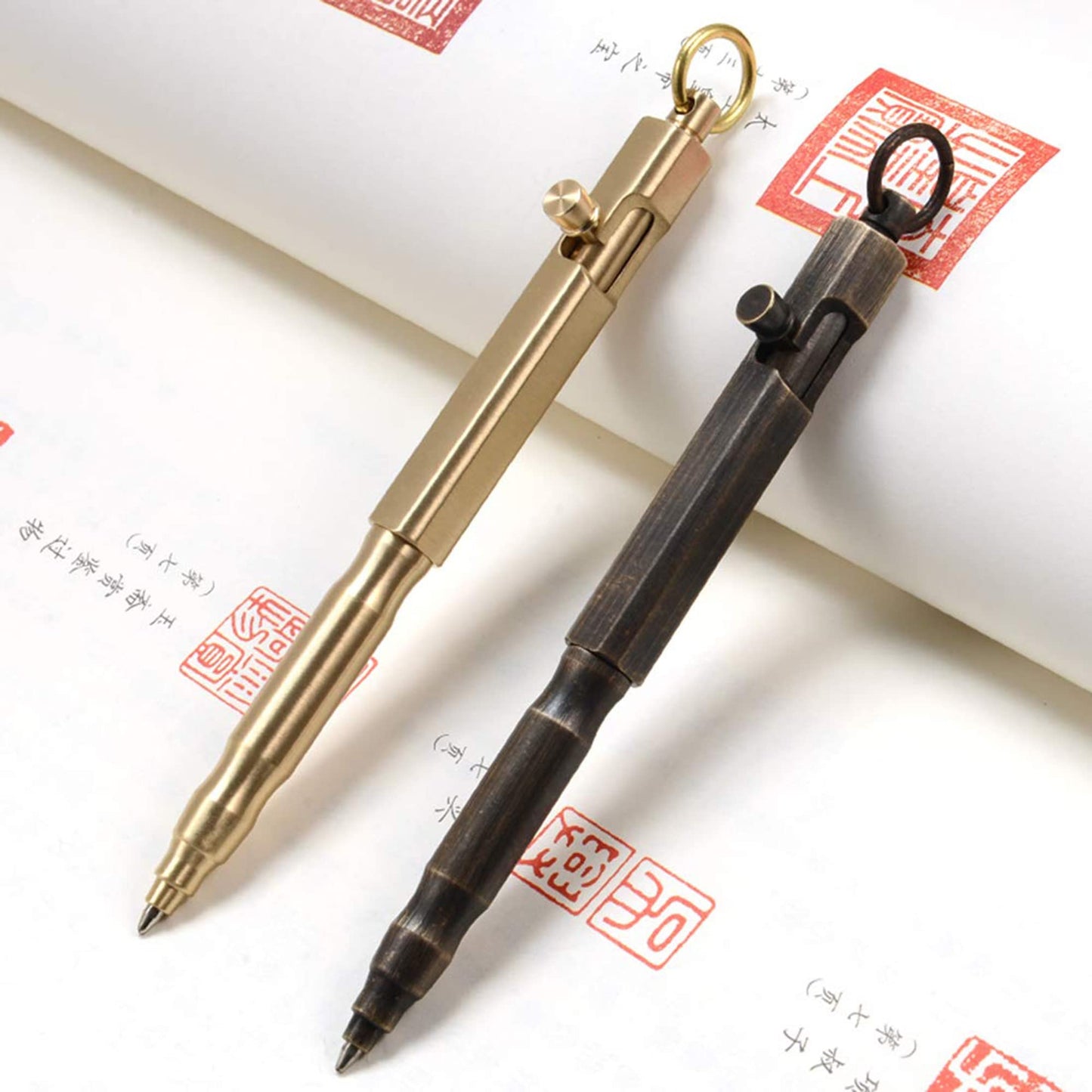 Auchic Custom Bolt Action Pen Free Engraving Custom Pocket EDC Metal Pen with 3 Refills Engravable