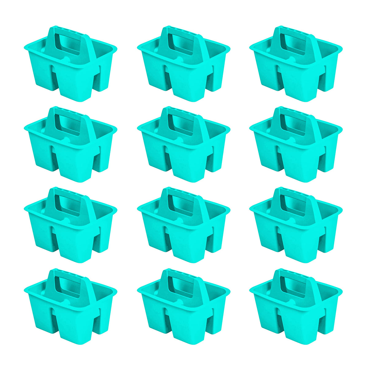 Storex Mini Classroom Caddy, Multipurpose Classroom Organizer with Handle, Teal, 12-Pack (01065U12C)