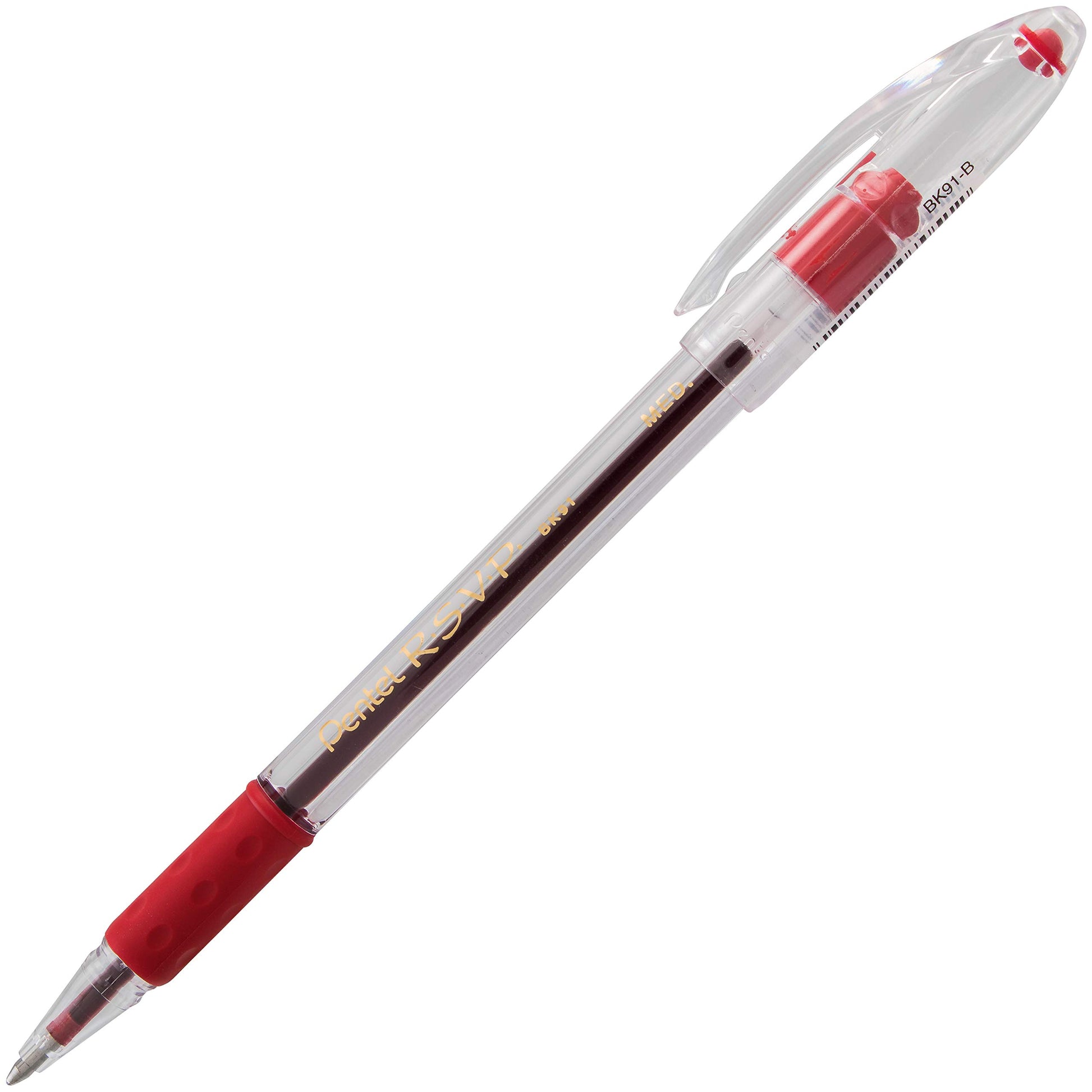 Pentel RSVP Ballpoint Pen, (1.0mm) Med Line, Red Ink, 72pk Canister (BK91PC72B)