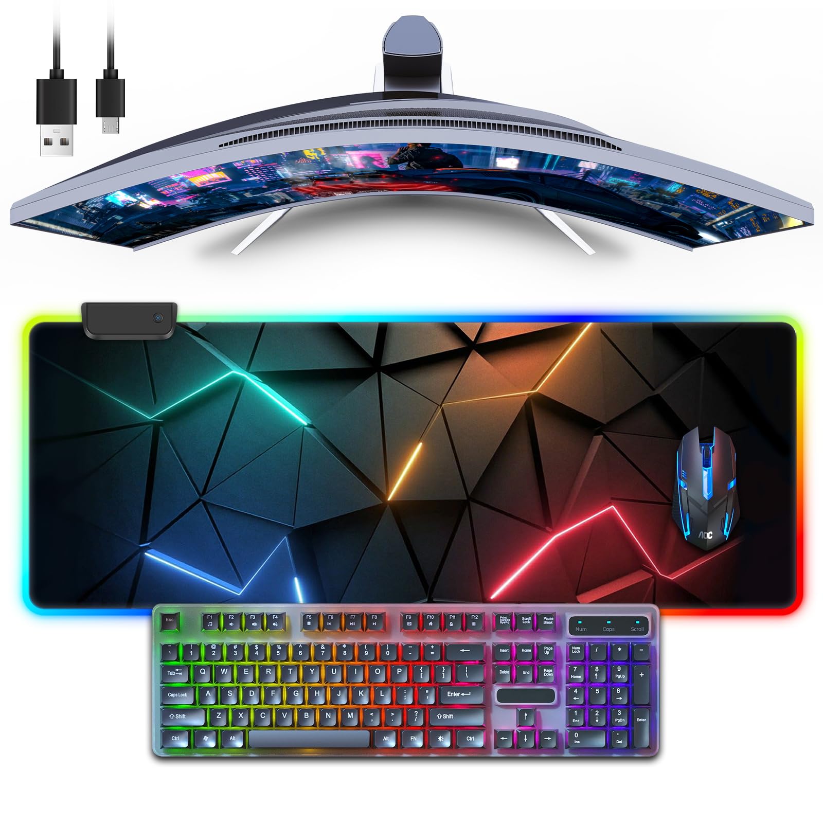 RGB Mouse Pad, Gaming Mousepad with 13 LED Light Modes