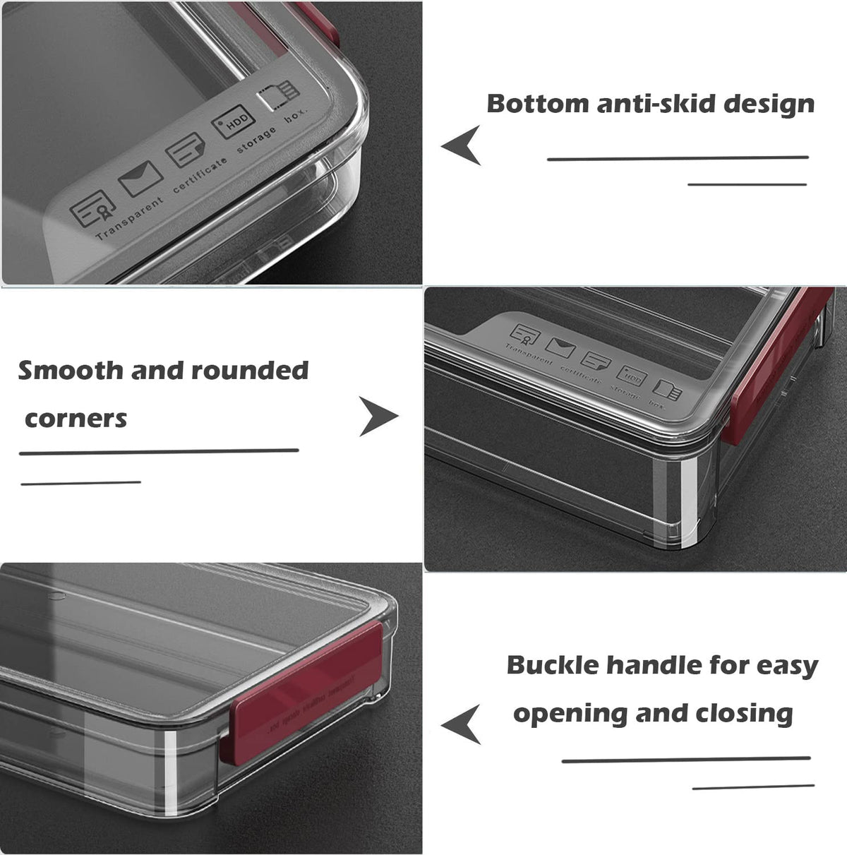 Comforhous 2 Pack Document Storage Clear Plastic Storage Boxes with Lids Stackable Storage Bins