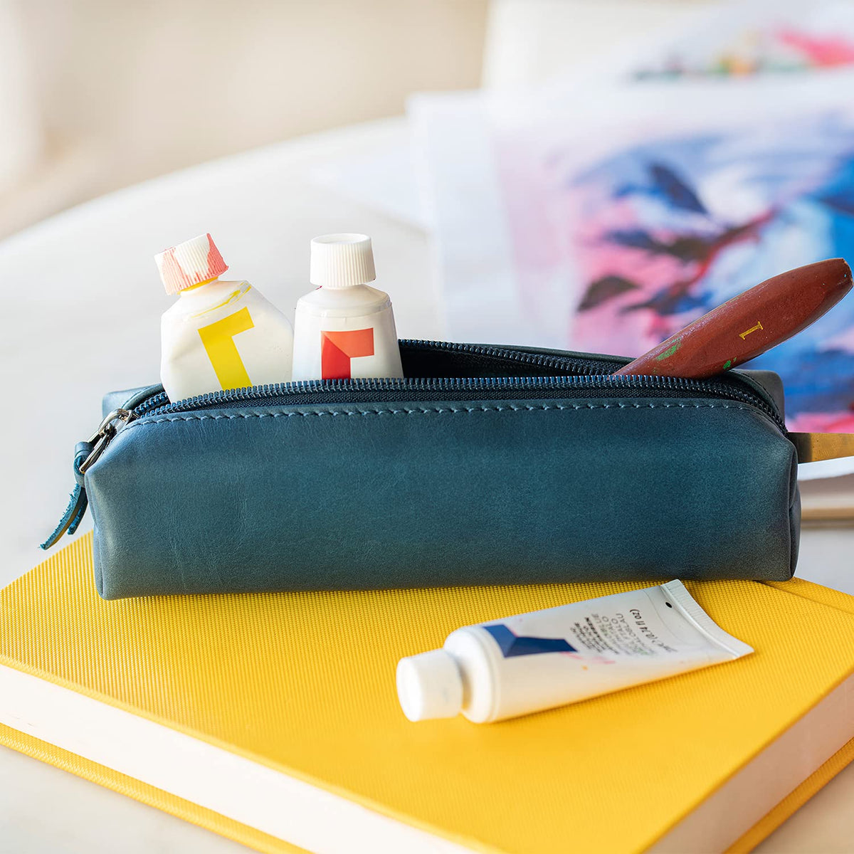 Londo Genuine Leather Zipper Pen, Pencil & Cosmetic Case