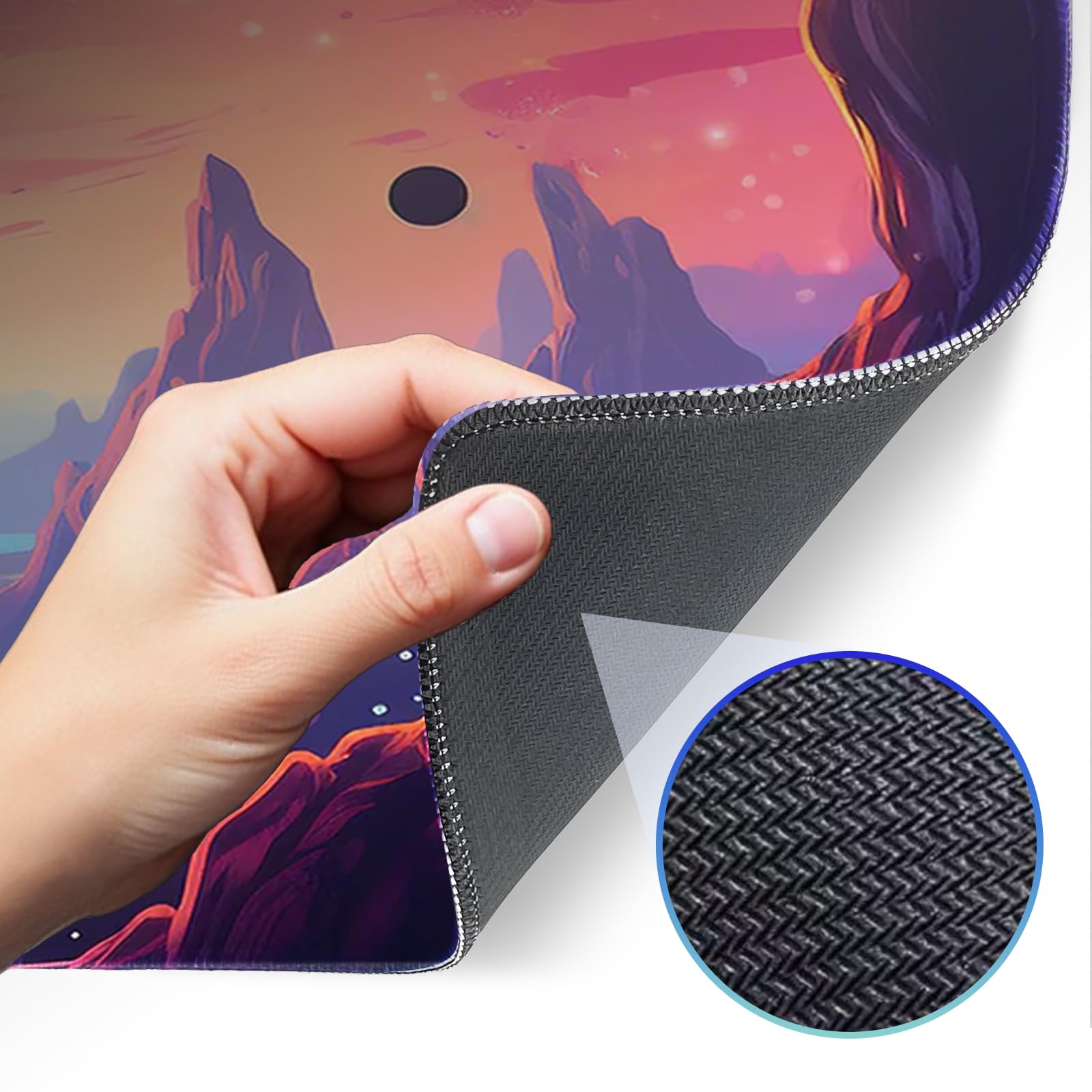 Opiuoezi Gaming Mouse Pad, Non-Slip Rubber Base, Stitched Edges, 31.5x11.8 Inch Large Mouse Pad for
