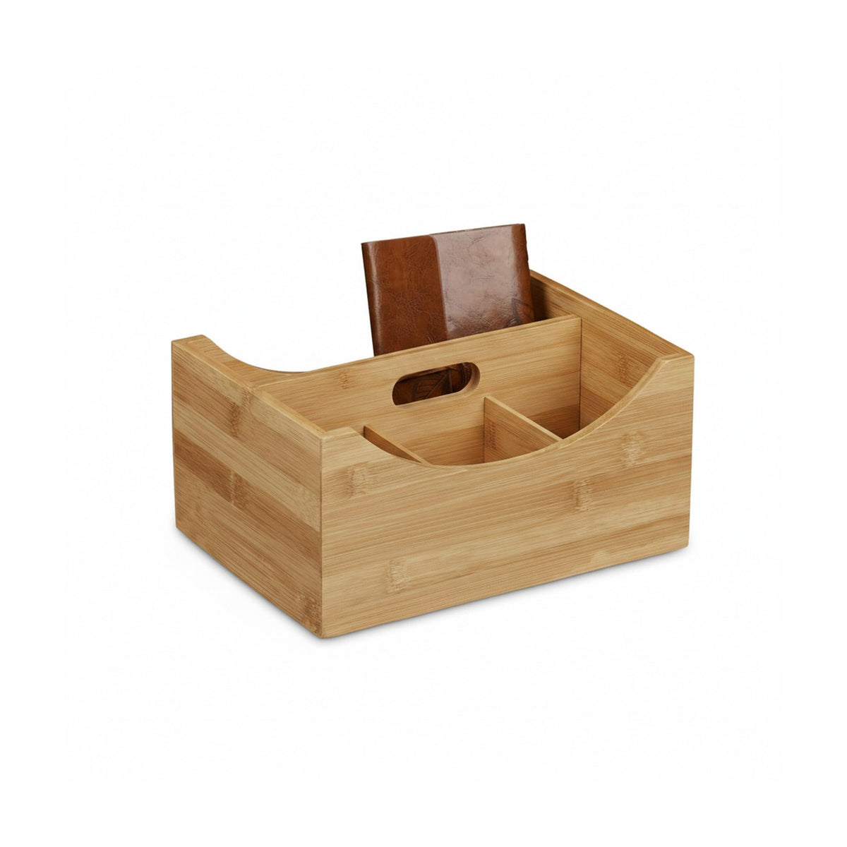 Relaxdays Bamboo Desk Organizer, Stationery Pen Holder, Office File Sorter Cabinet, HxWxD: 9 x 13 x
