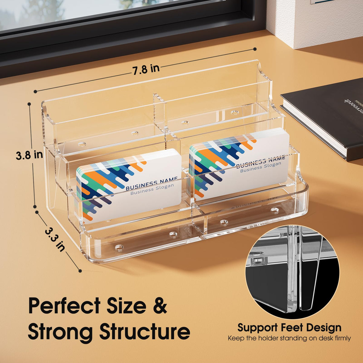 MaxGear 2 Pack Acrylic Business Card Holder, Card Display Stand, 8 Pockets