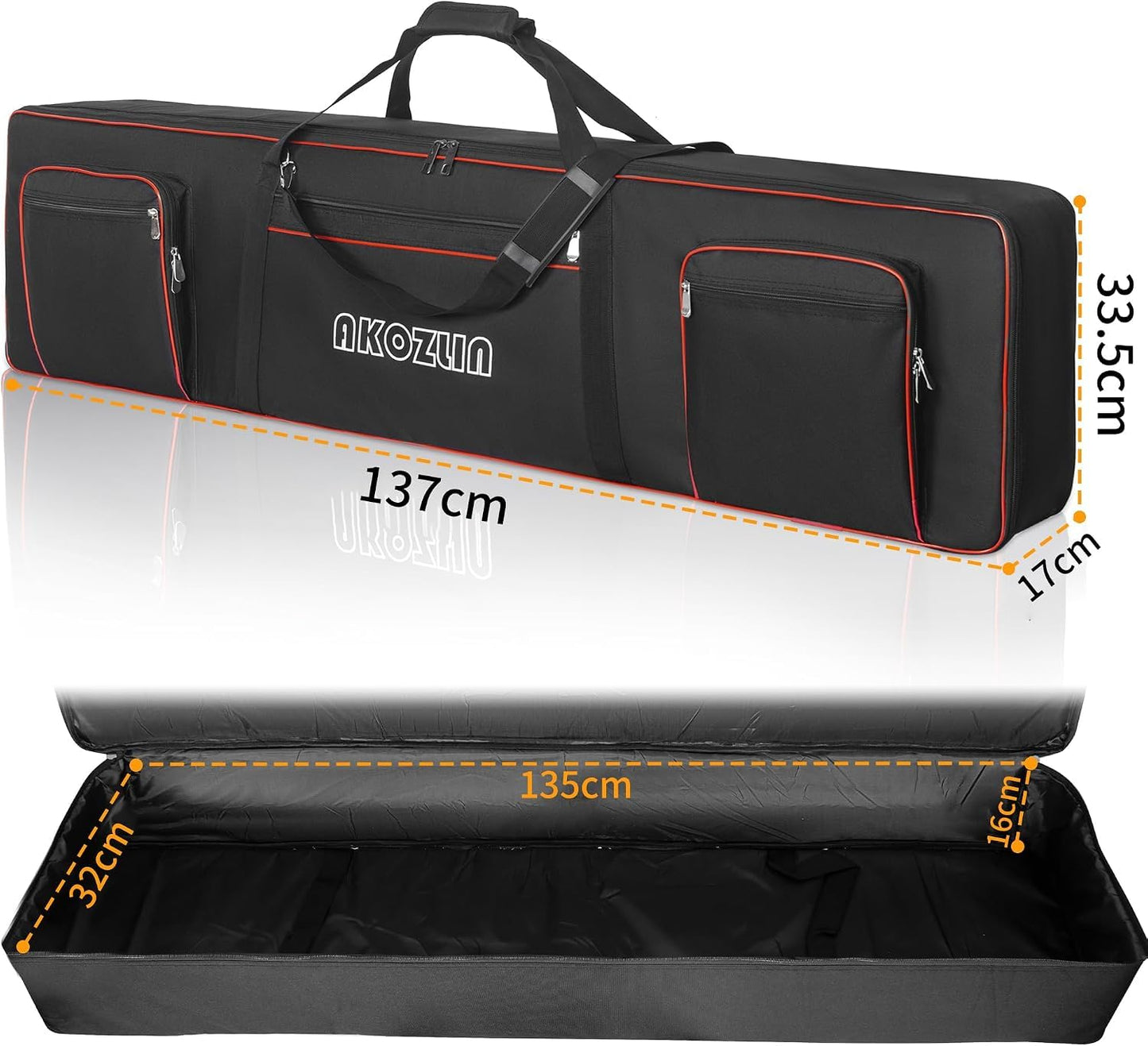 AKOZLIN 88 Key Keyboard Case, Soft Padded Keyboard Gig Bag, Piano Bag