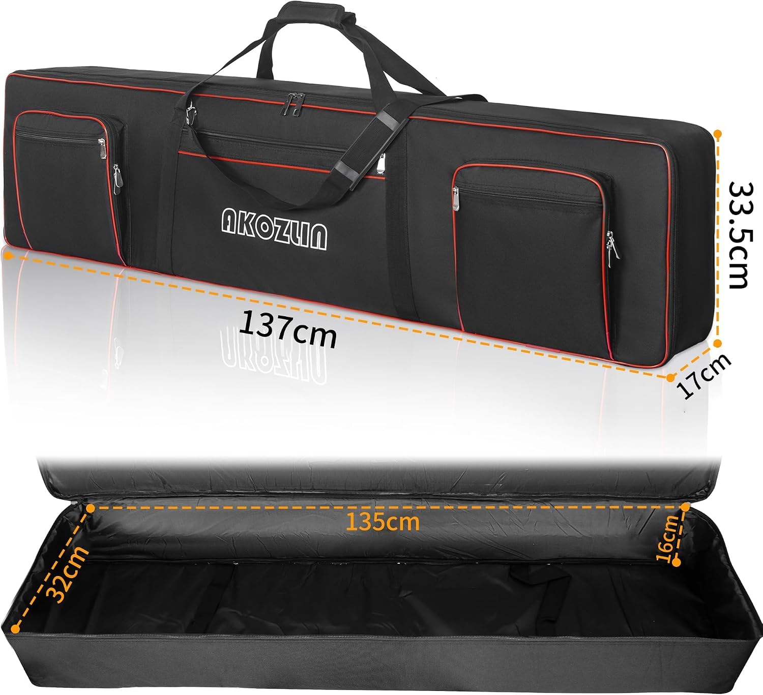 AKOZLIN 88 Key Keyboard Case, Soft Padded Keyboard Gig Bag, Piano Bag