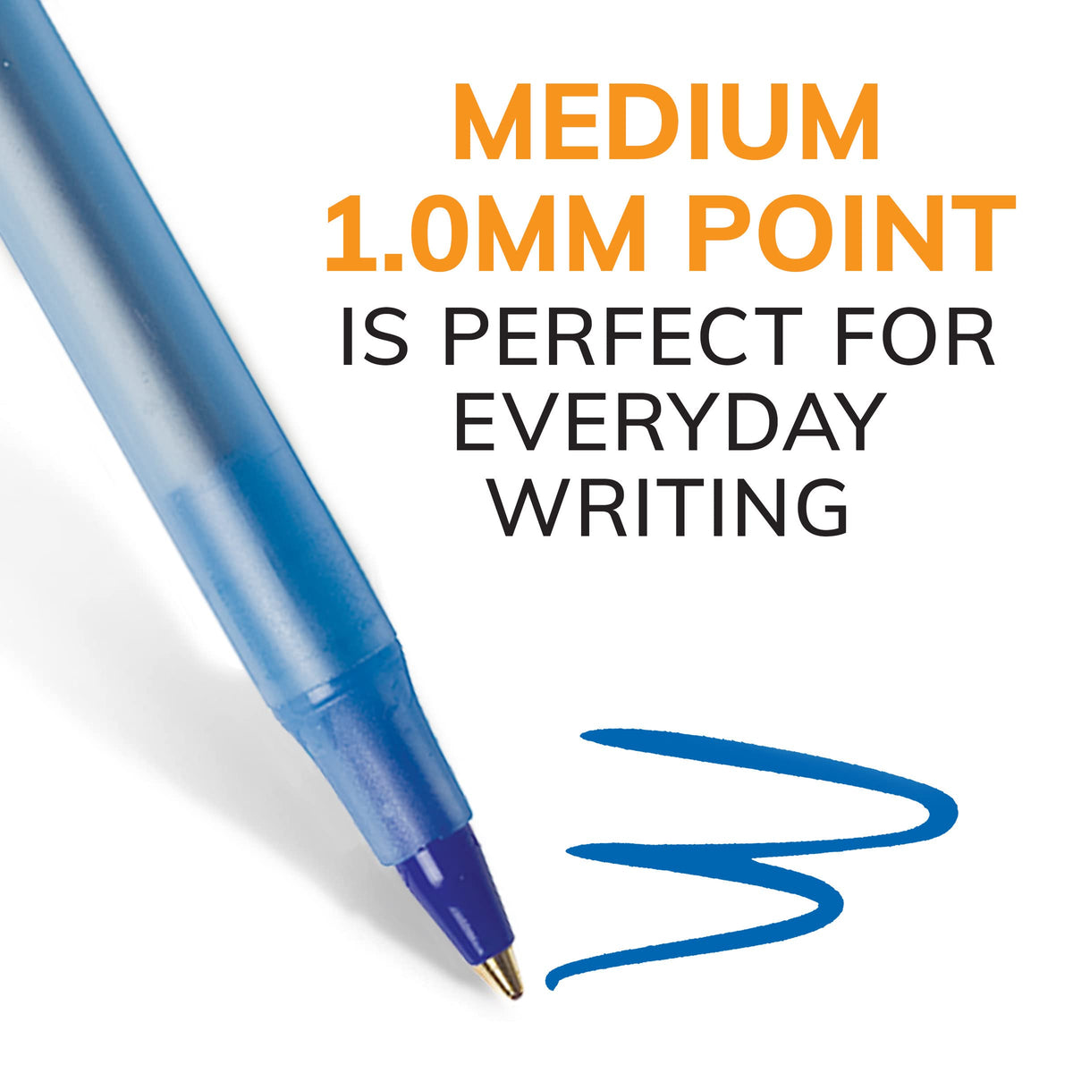 BIC Round Stic Xtra Life Ballpoint Pen, Medium Point (1.0mm), Blue, Flexible Round Barrel For