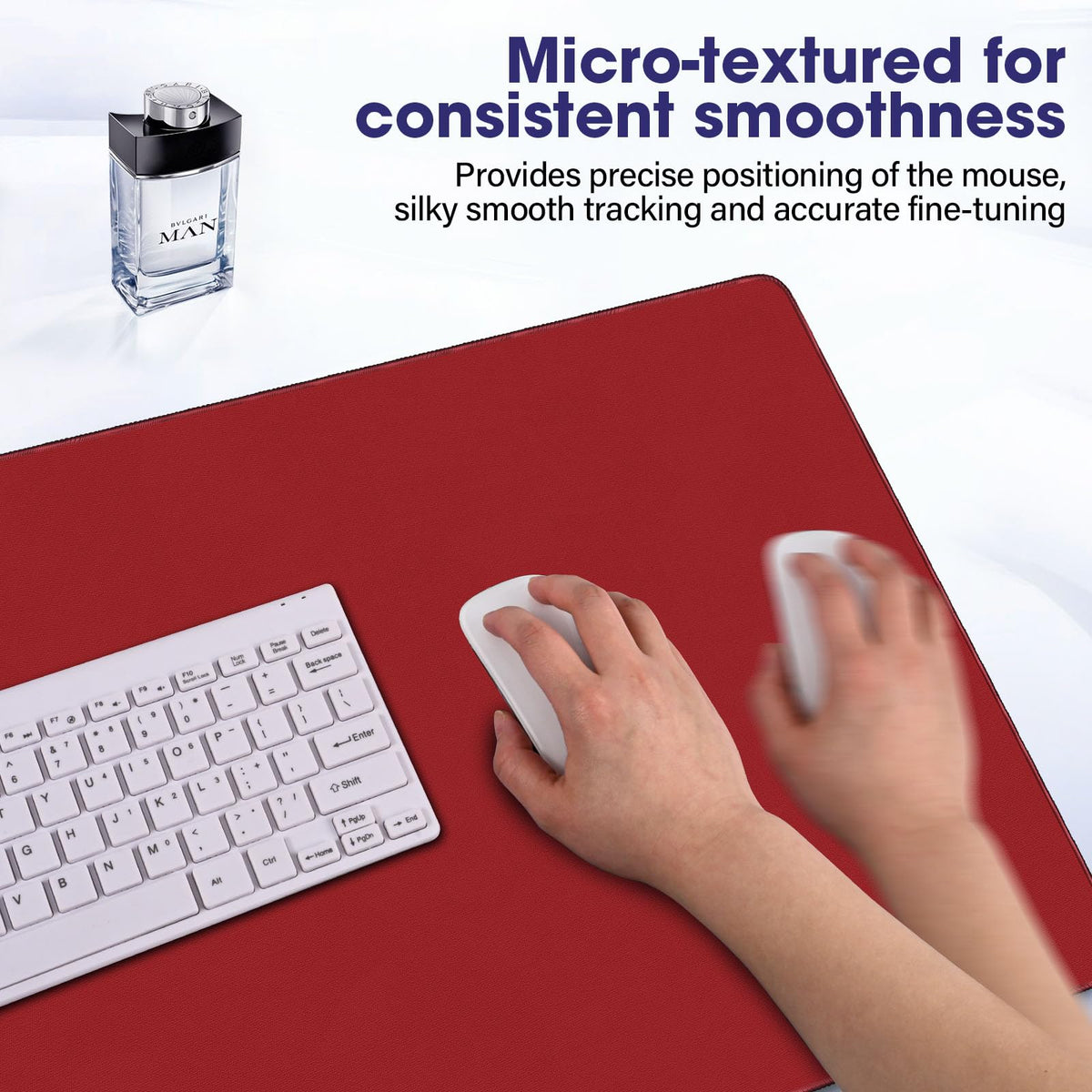 31.5" x 15.7" Waterproof Fabric Desk Mat, Rubber Anti-Slip Base, Red