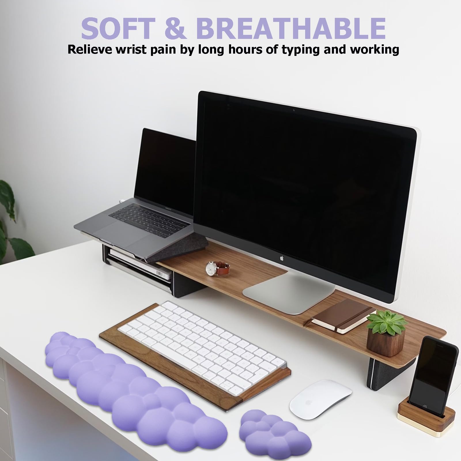 Cloud Wrist Rest Keyboard, Ergonomic Office Keyboard Wrist Rest, Purple