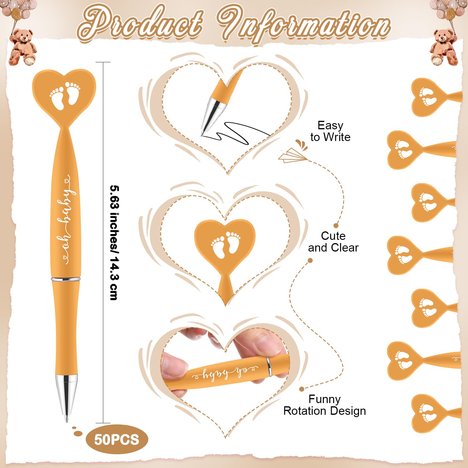 Qeeenar 50 Set Gender Reveal Gifts for Guests Baby Shower Favors, Brown