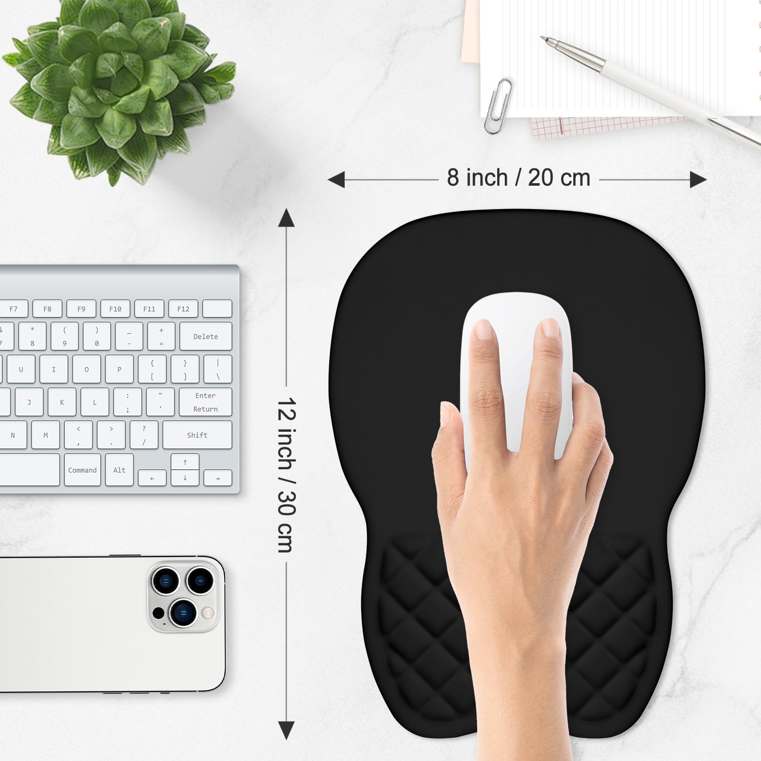 ITNRSIIET Ergonomic Mouse Pad Wrist Support with Memory Foam Massage Bulge & Non-Slip PU Base