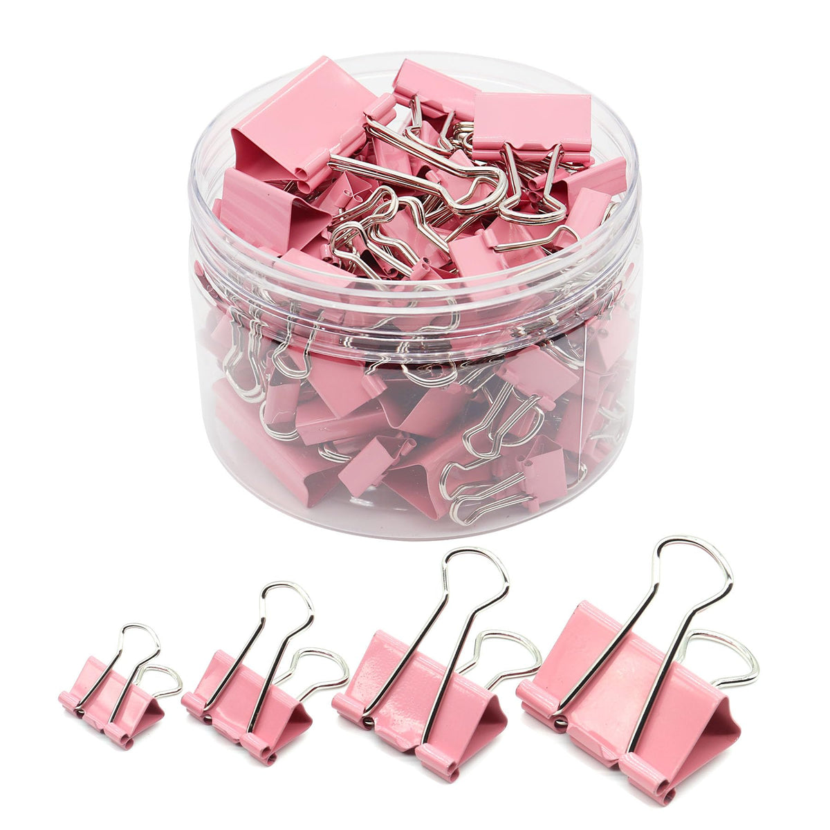 Binder Clip Paper Clamps, Assorted Sizes (Mini, Small, Medium, Large), 100 Pcs Clips for Office