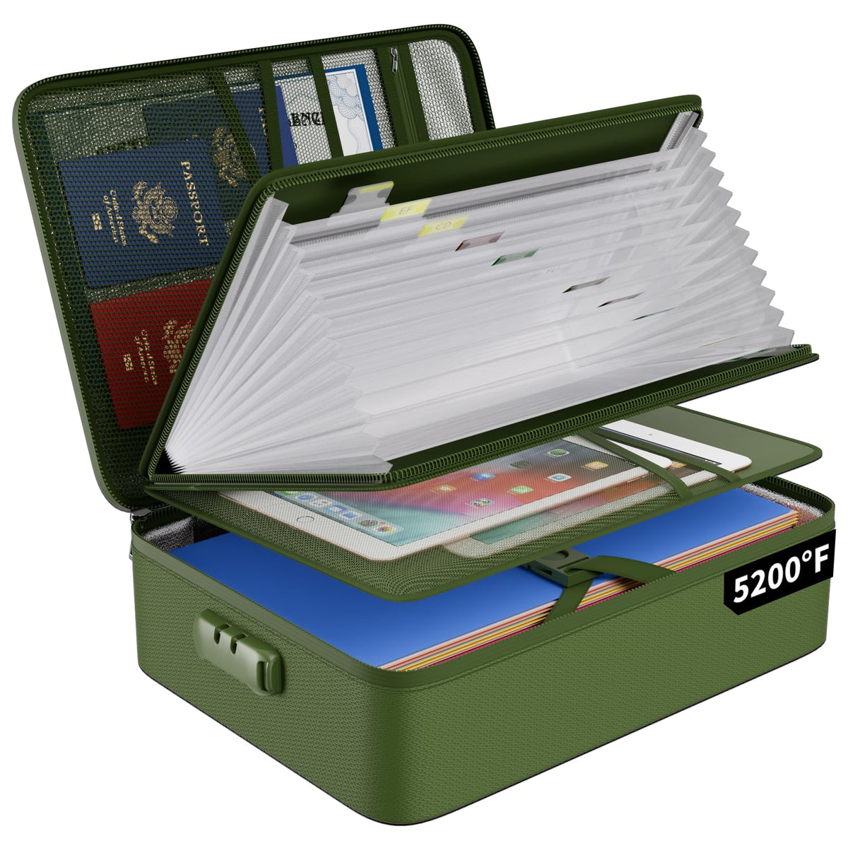 ENGPOW Fireproof Document Organizer Bag with Lock ＆ Accordion File Folder