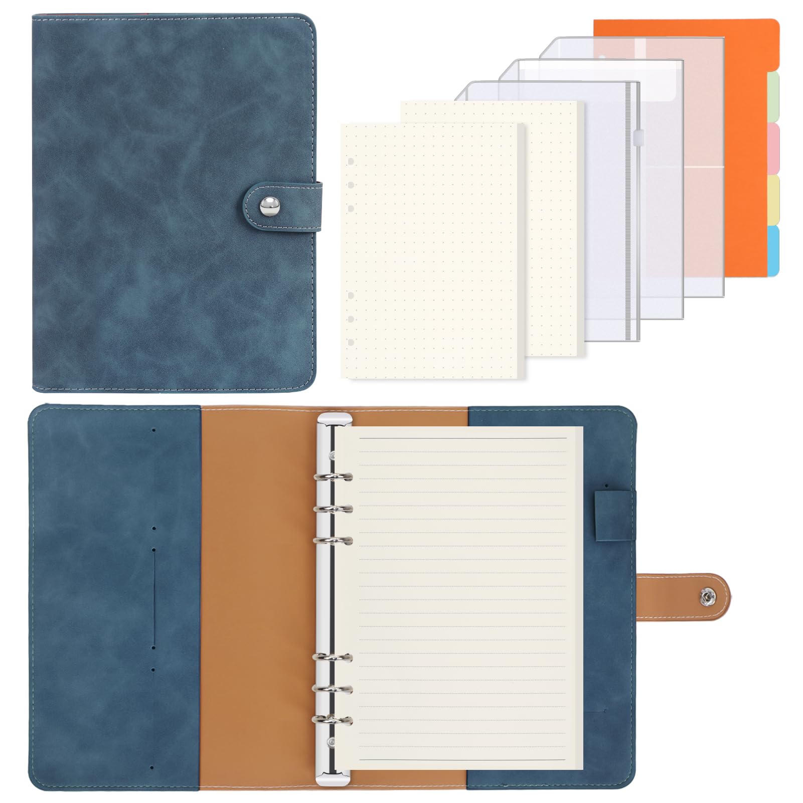 FYY A5 Binder 6 Ring - Refillable Planner Notebook 5x8, Navy