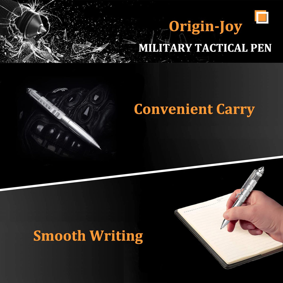 Origin-Joy 4 Pack Tungsten Steel Military Tactical Pen Set, Multifunctional EDC Self Defense Pen