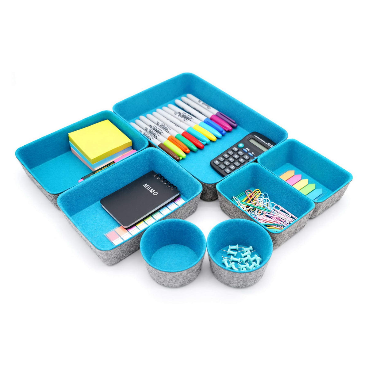 Welaxy Drawer organizers bins felt tray desk storage bins dividers small organizing box for office