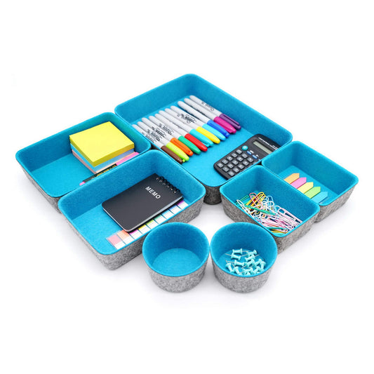 Welaxy Drawer organizers bins felt tray desk storage bins dividers small organizing box for office