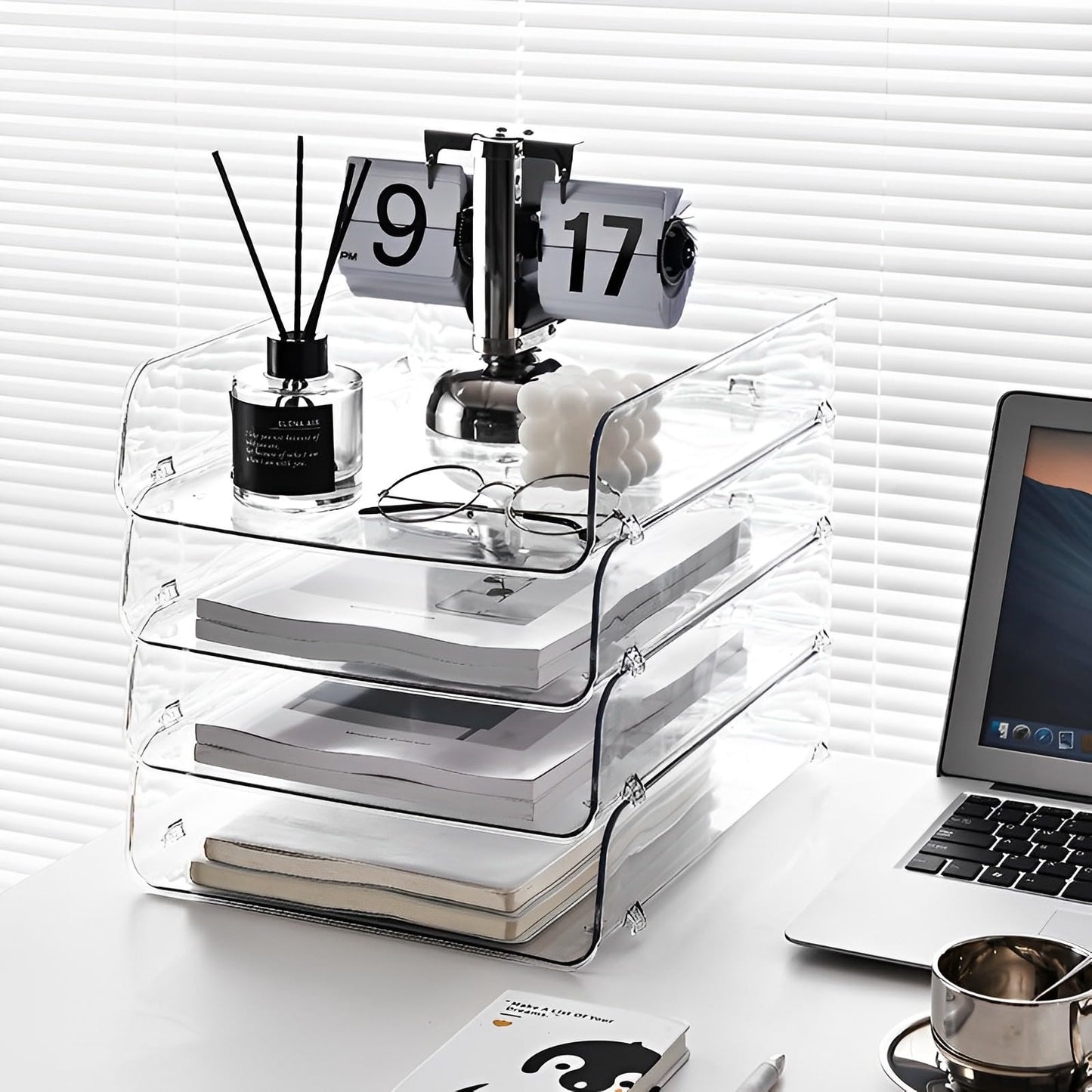 Gagee 4 Pack Paper Organizer for Desk,Clear