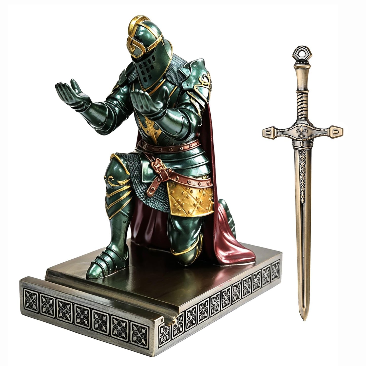 Knight Pen Holder Desk Organizer Office Decor Letter Opener for Desk Green