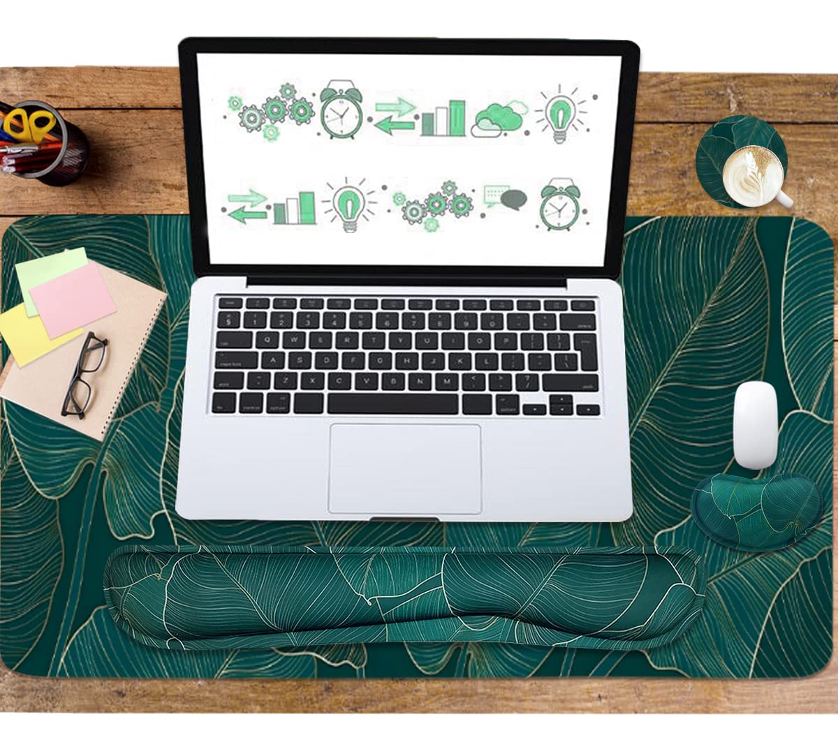 Ergonomic Large Mouse Pad and Keyboard Wrist Rest, Desk Pad for Keyboard and Mouse, 4-in-1 Large