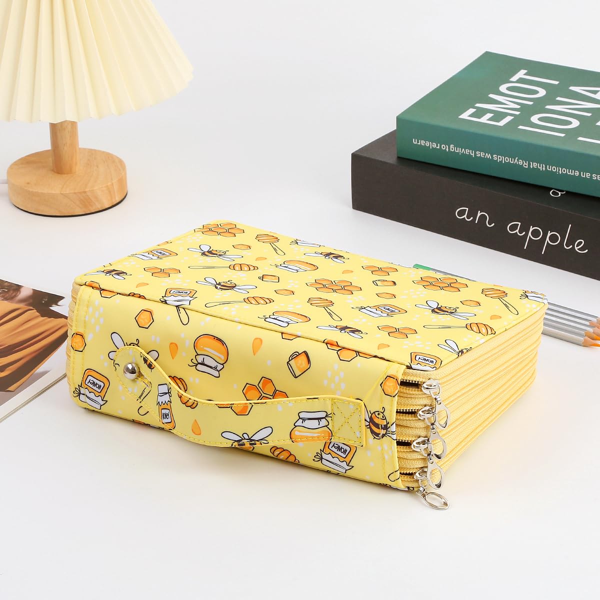 Lbxgap 200 Slots Pencil Case 4-Layer Zipped Holder w/Handle