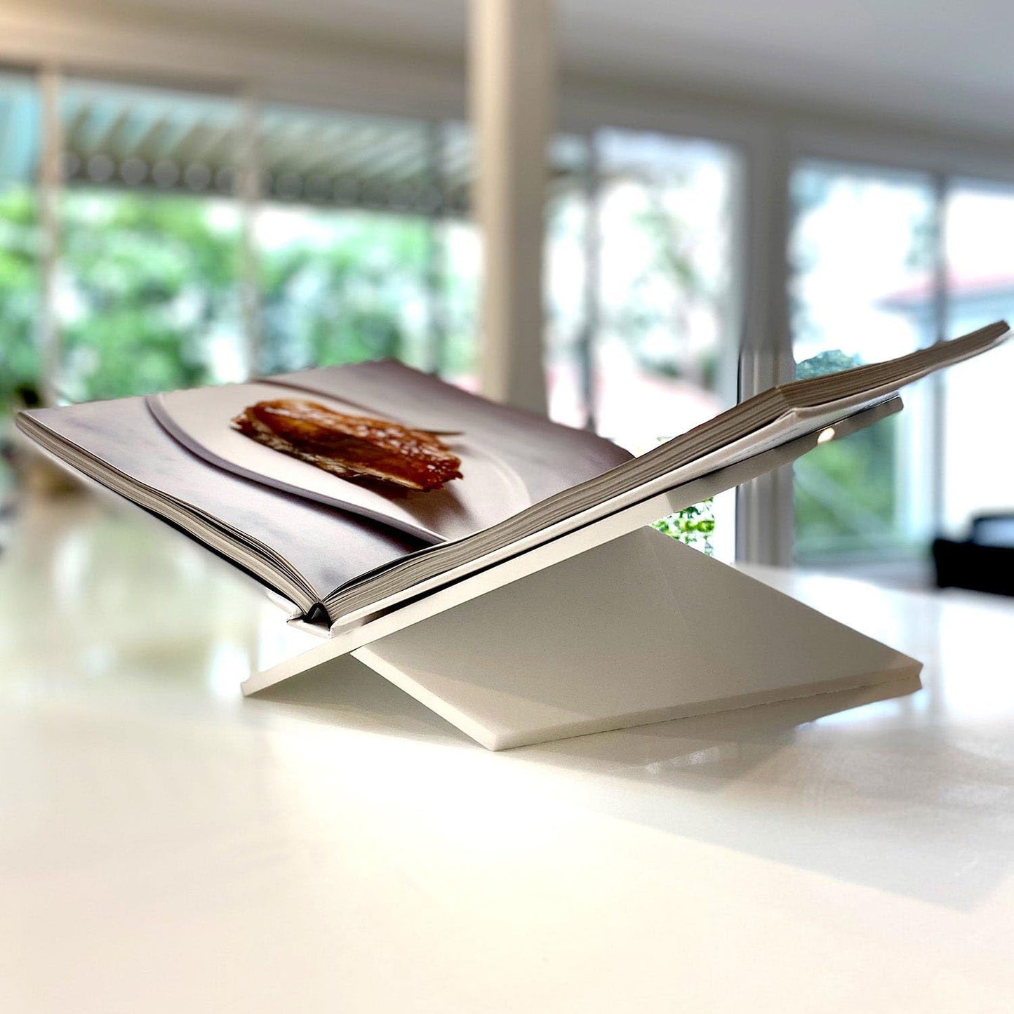 Baseline IGR Large White Acrylic Book Stand, 12.5" x 9.5" x 5.5”, Acrylic Book Holder, Open