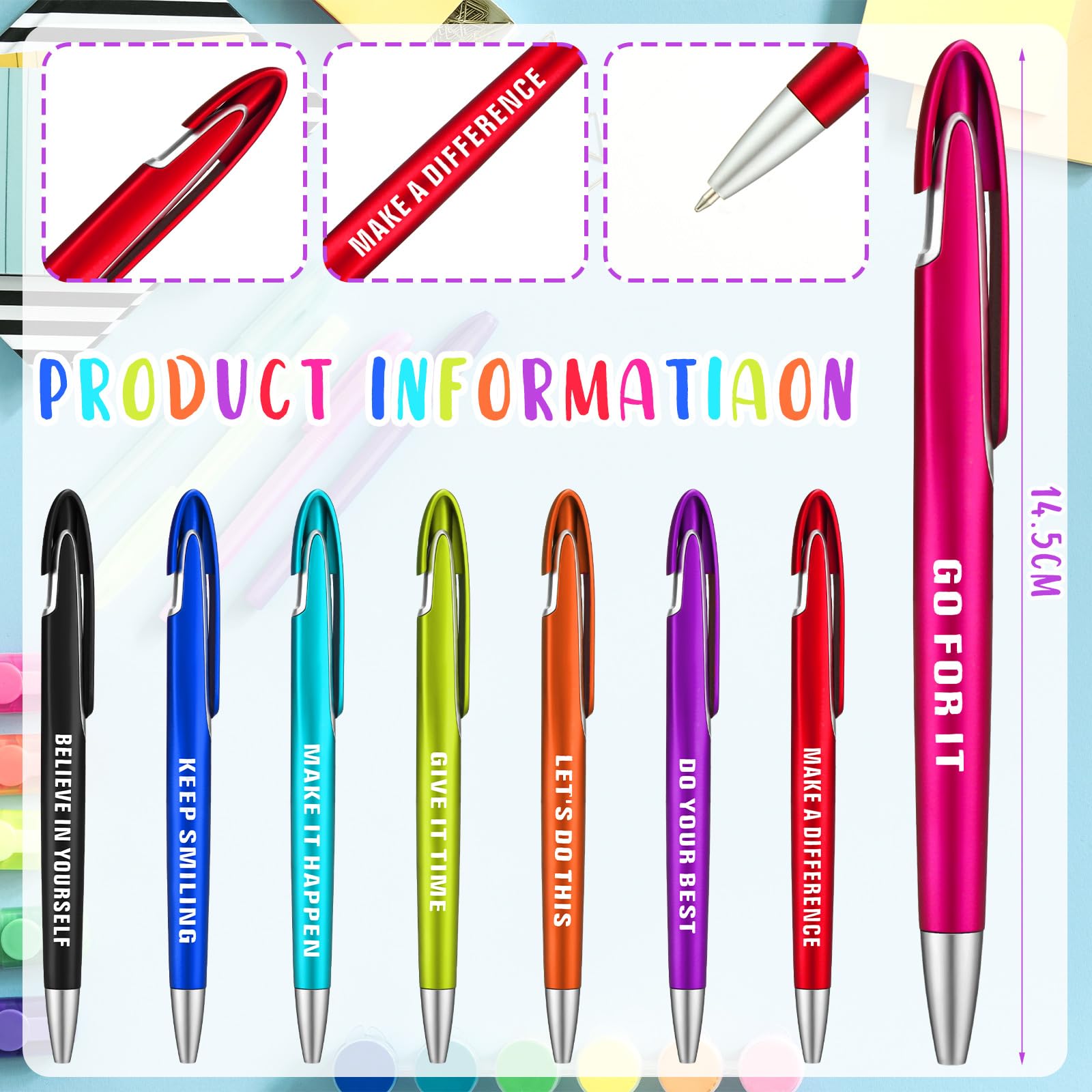 Lincia 100 Pcs Inspirational Ballpoint Pens Bulk, Medium Point, Black Ink