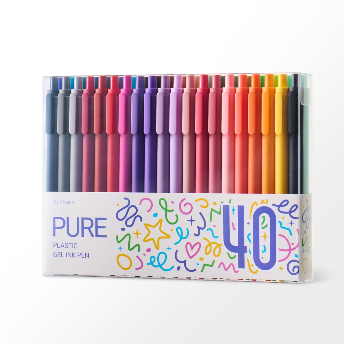 Kaco PURE Colored Gel Pens 0.5mm 40 Pieces Set Comfort Grip Quick Drying