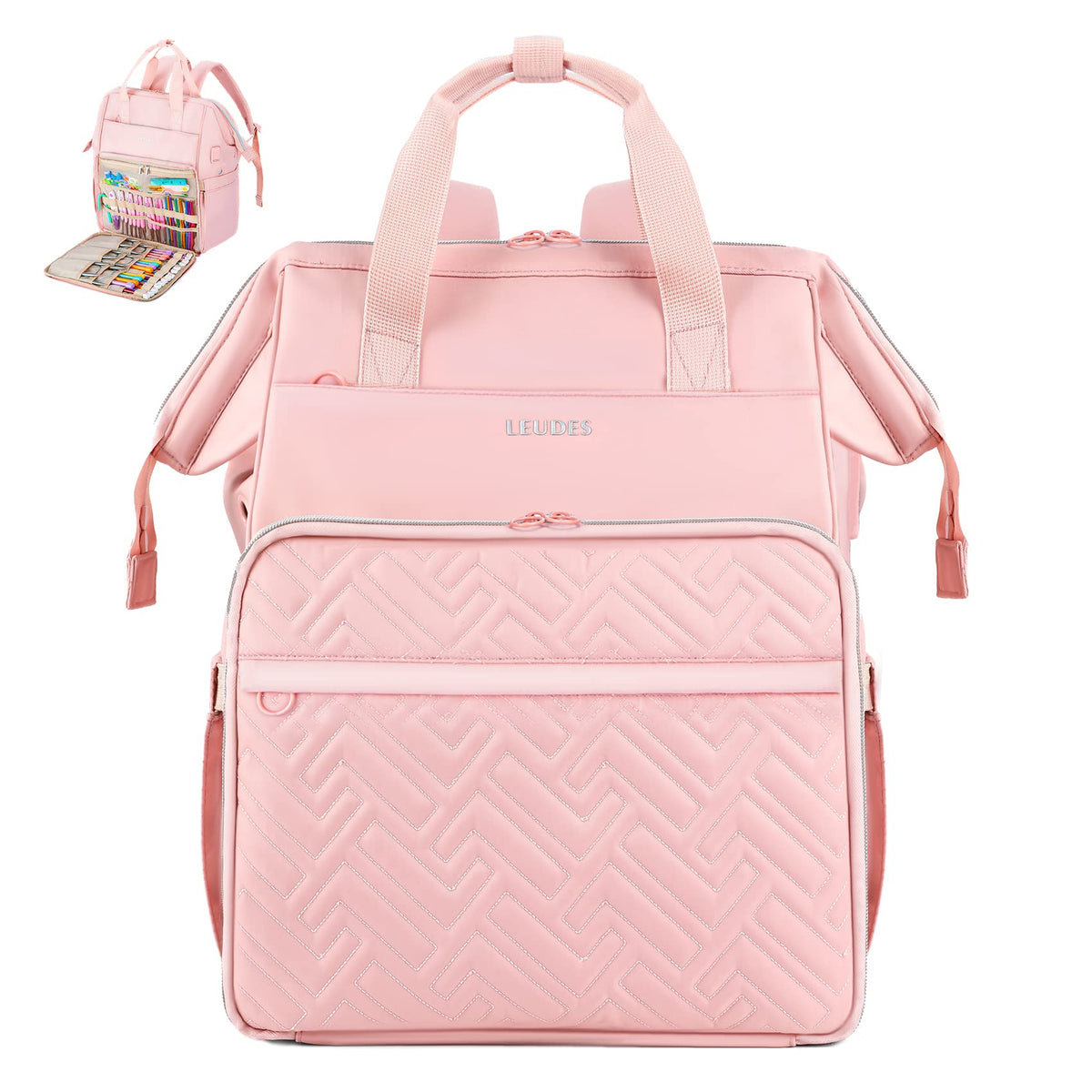 Leudes Crochet Bag Backpack for Yarn Storage Tote Travel Large Knitting Bag