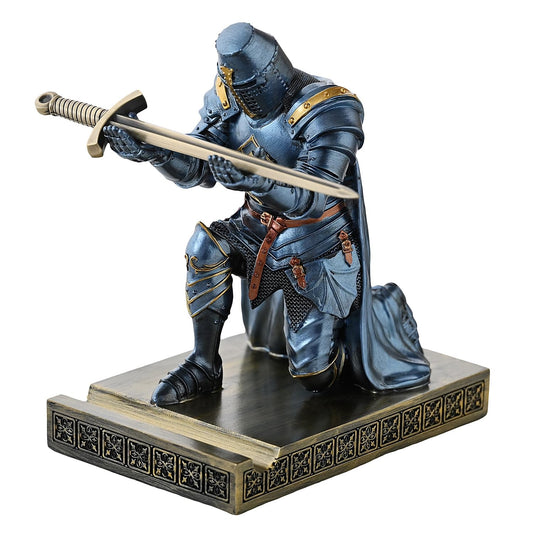 Medieval Templar Vanguard Officer Knight Pen Holder Desk Organizers Blue