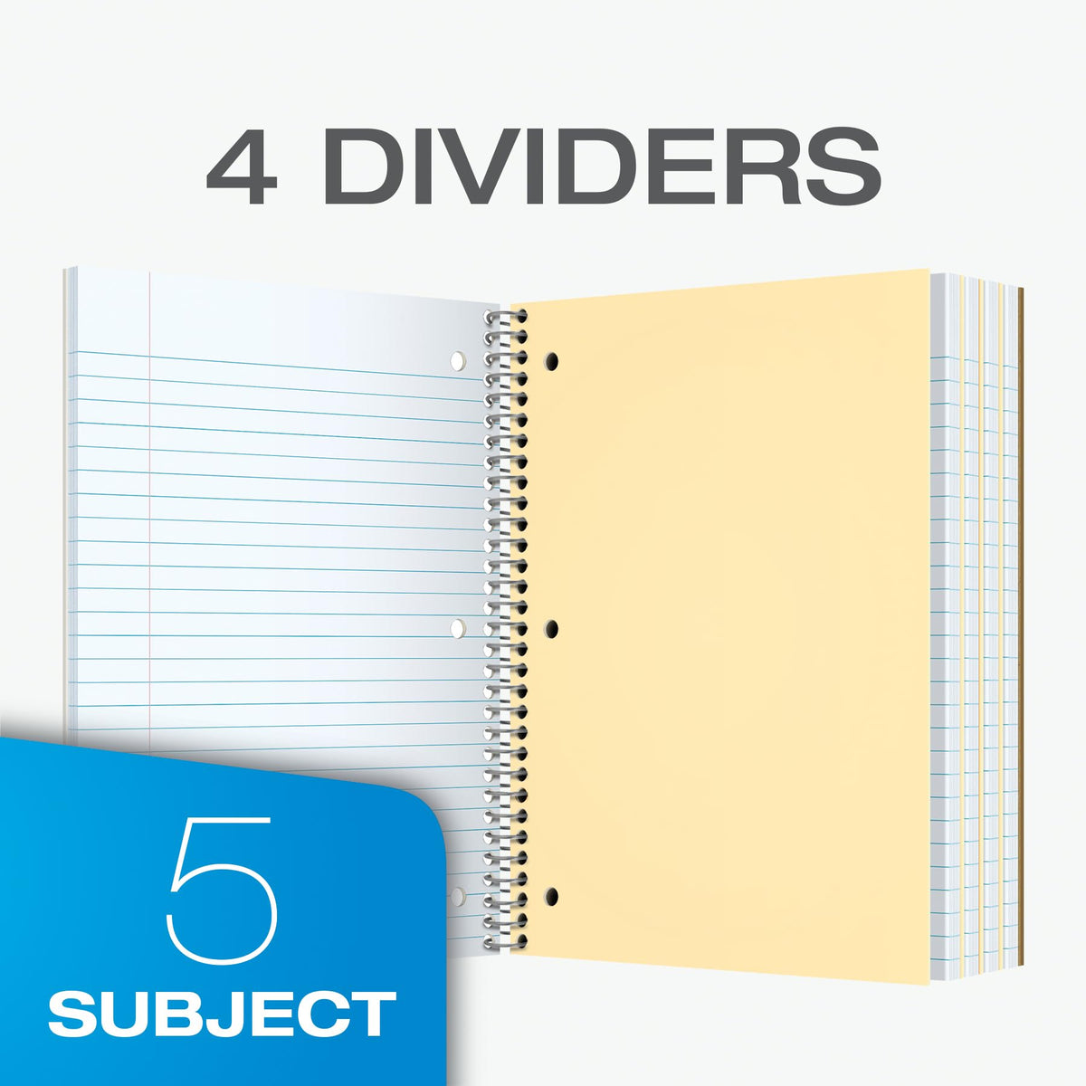 Oxford Spiral Notebooks, 3 Pack, 5 Subject, College Ruled Notebooks for School, 8 x 10.5 Inches