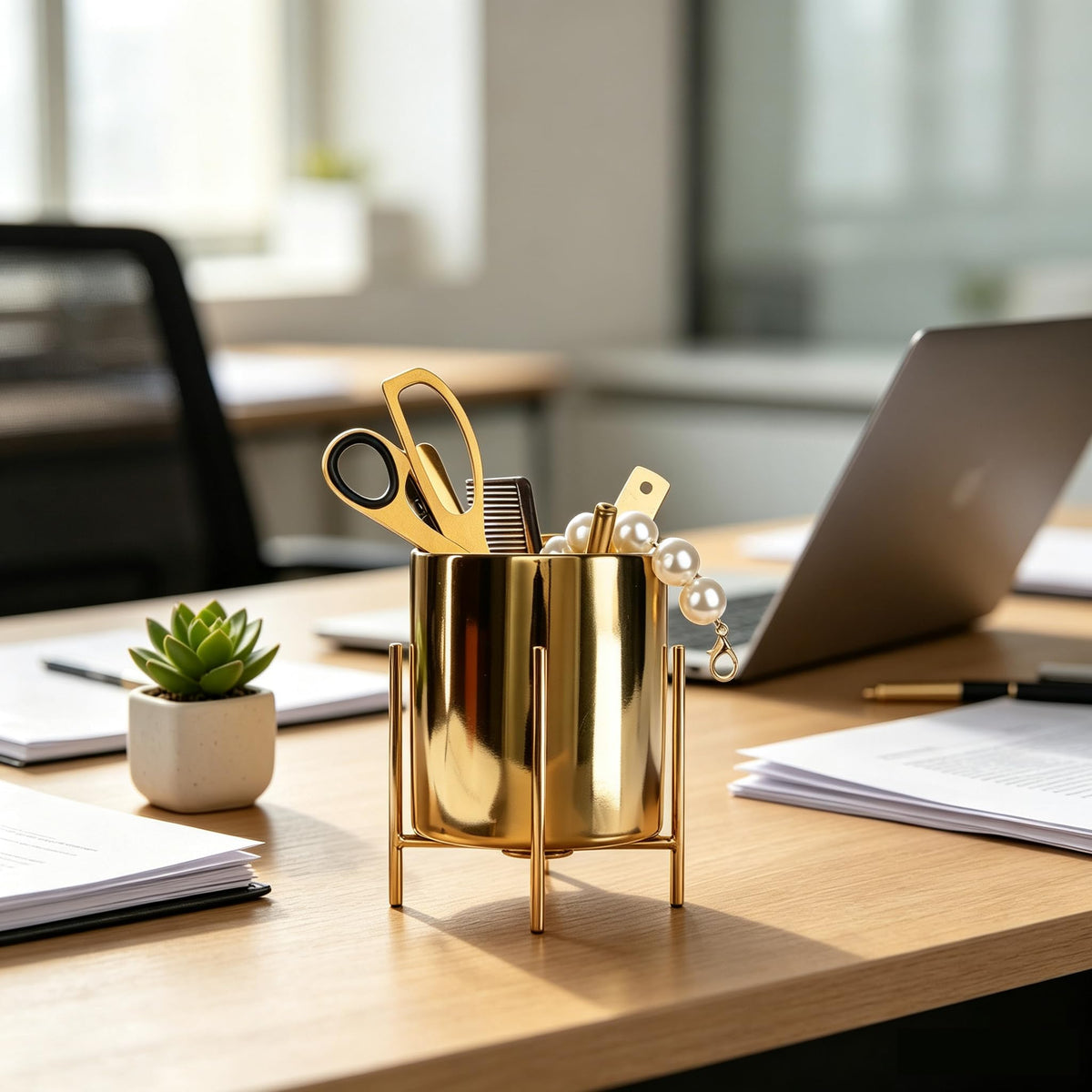 SIEBOLD Gold Pen Holder Pen cup & Pen Holders Desk Accessores