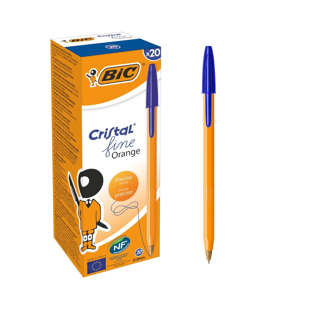 BIC Orange Original Fine Ballpoint Pens, Writing Pens with Long-Lasting Ink, Fine Point (0.8mm)