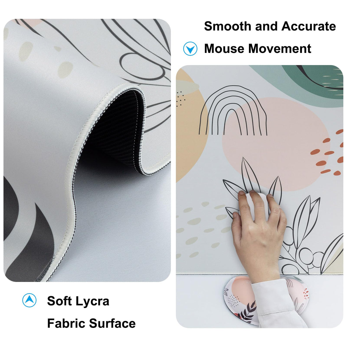 4 in 1 Mouse Pad and Keyboard Wrist Rest,Large Desk Mat,Coaster Set-Leaves