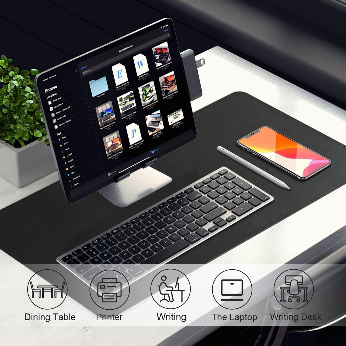 Leather Desk Pad Protector, 39.4'' X 17'' Large Mouse Pad, Office Desk Mat, Non-Slip PU Leather &