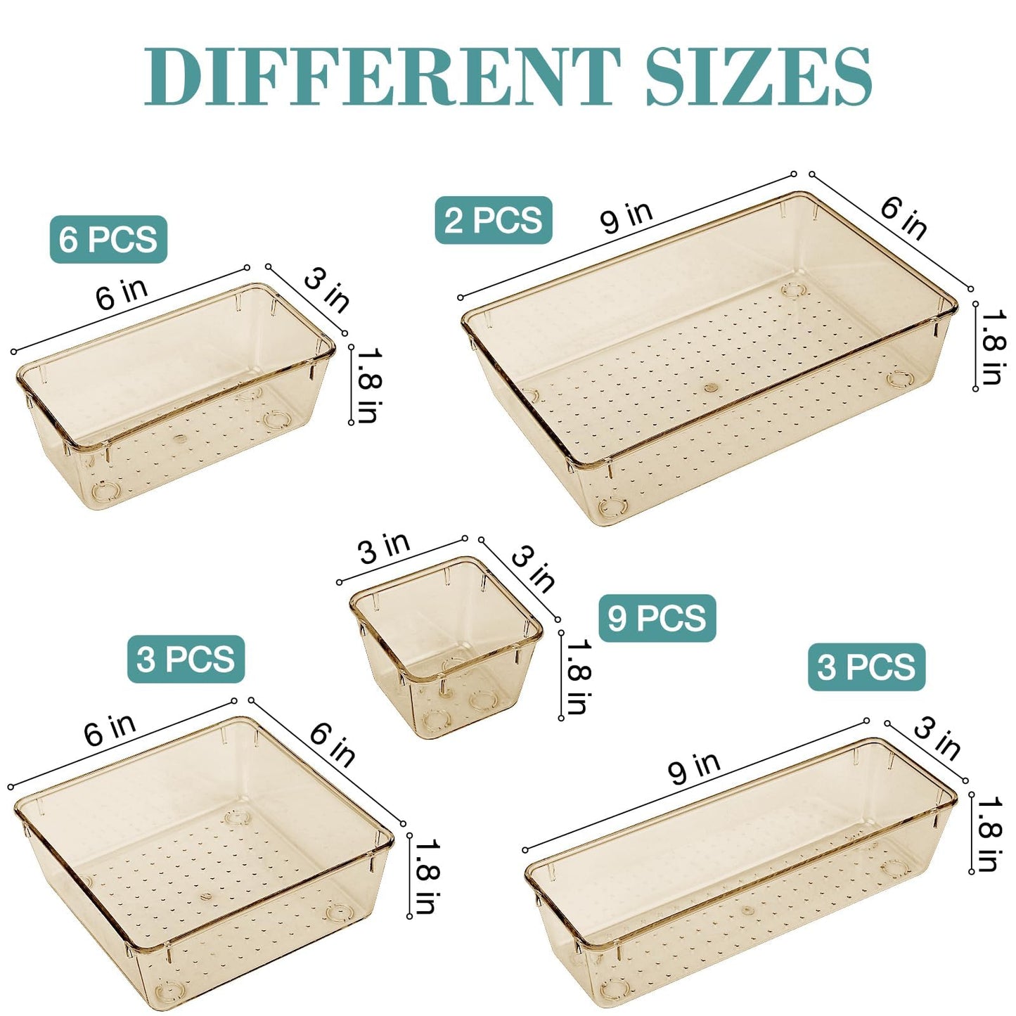 23 PCS Drawer Organizer Set, 5 Size Bathroom and kitchen organizer Trays