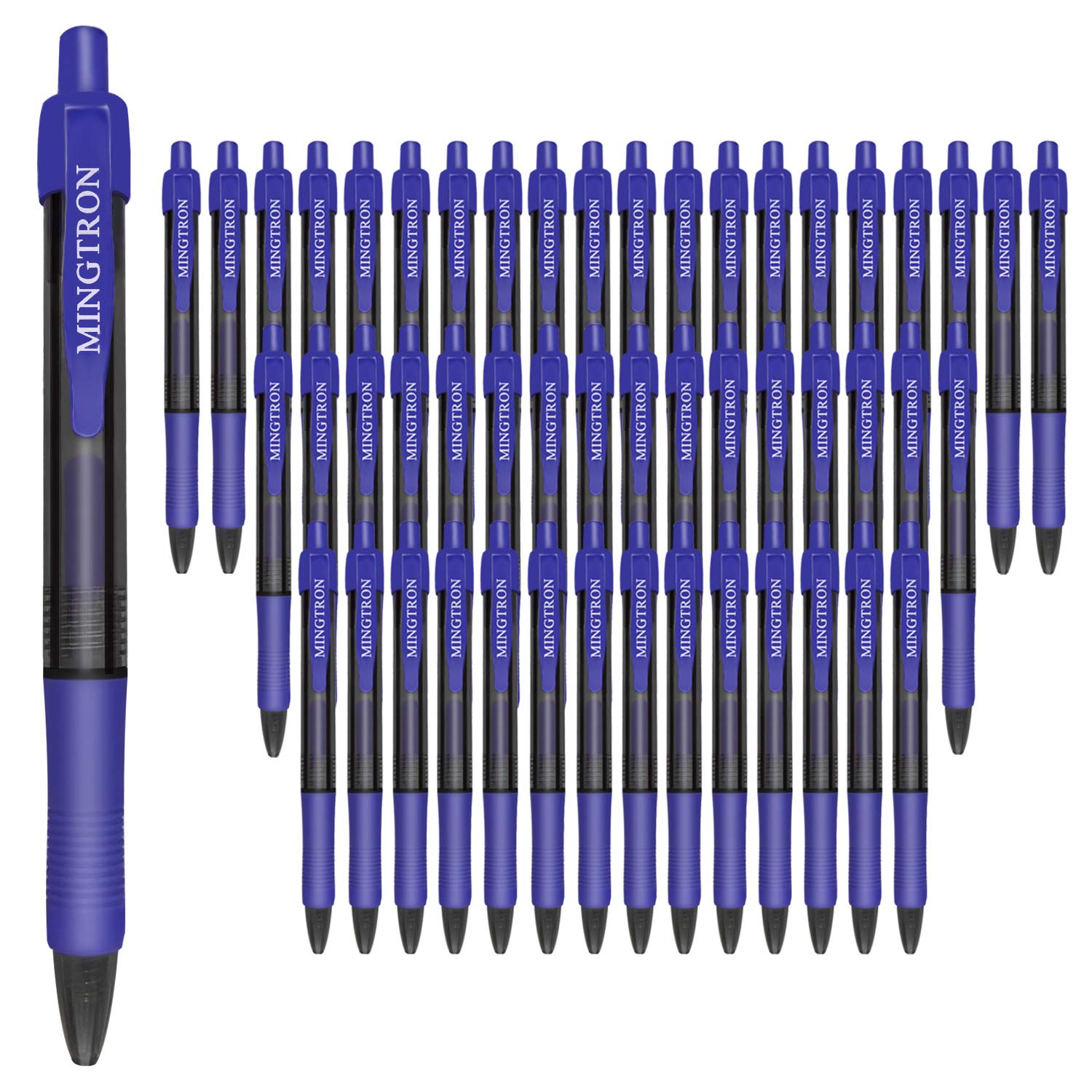 50 Pack No Smear Blue Ink Retractable Fine Point Gel Pens Bulk, 0.5MM