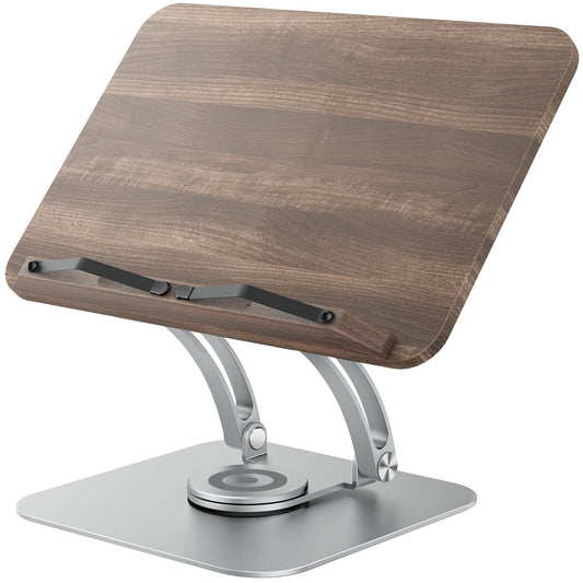 Tounee Book Stand for Reading, Adjustable Book Holder with 360° Swivel Base, Foldable Cookbook