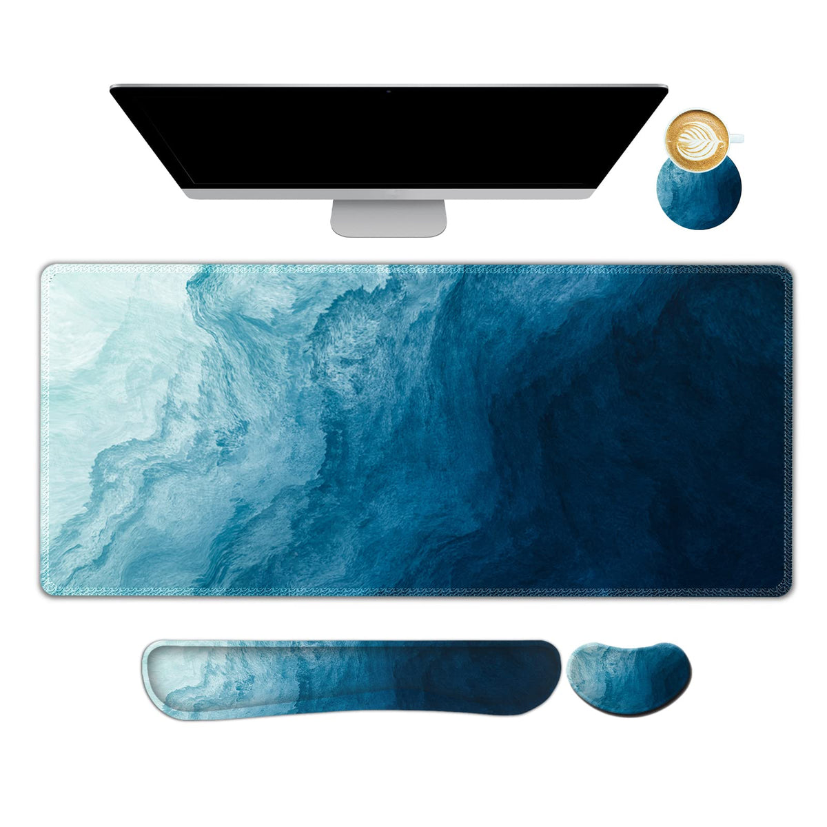 AIMSA Large Gaming Mouse Pad Set, Keyboard Wrist Rest Support + Extended Mouse Pad + Mouse Wrist