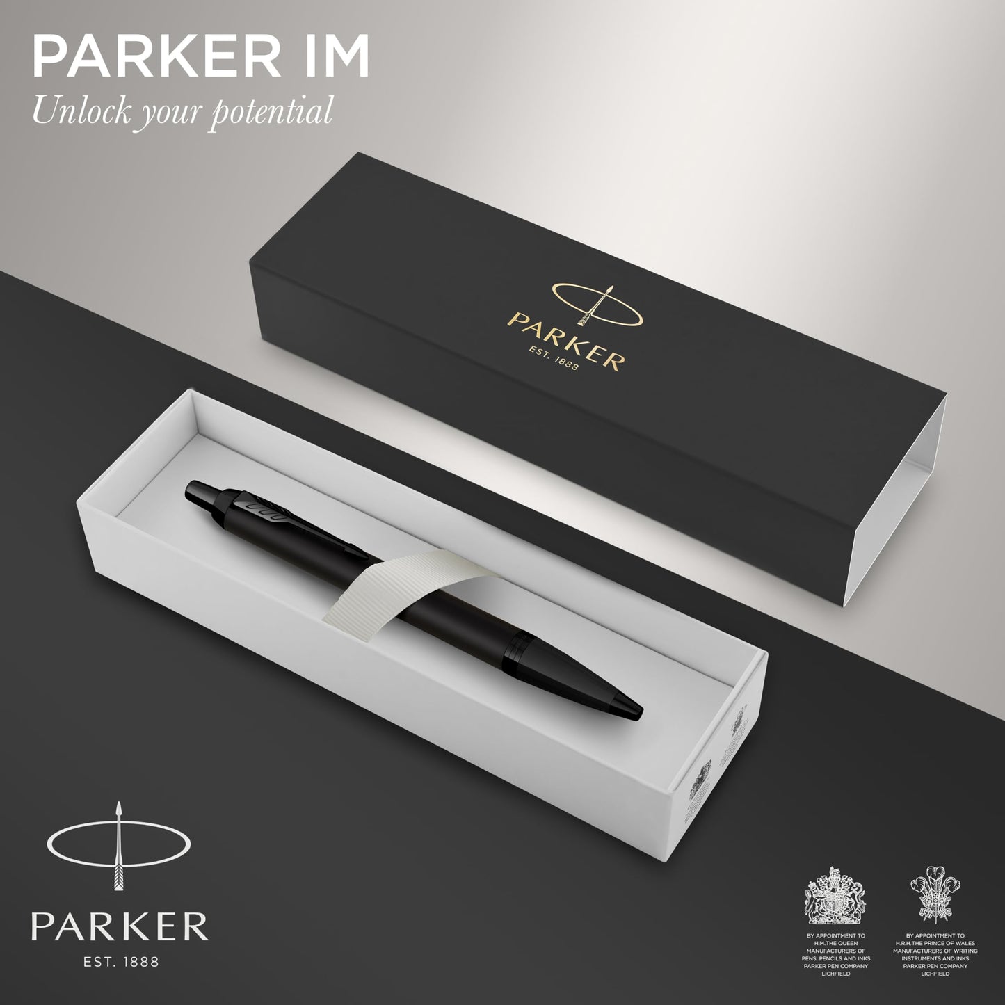 Parker IM Ballpoint Pen, Matte Black with Black Trim, Medium Point, Blue Ink