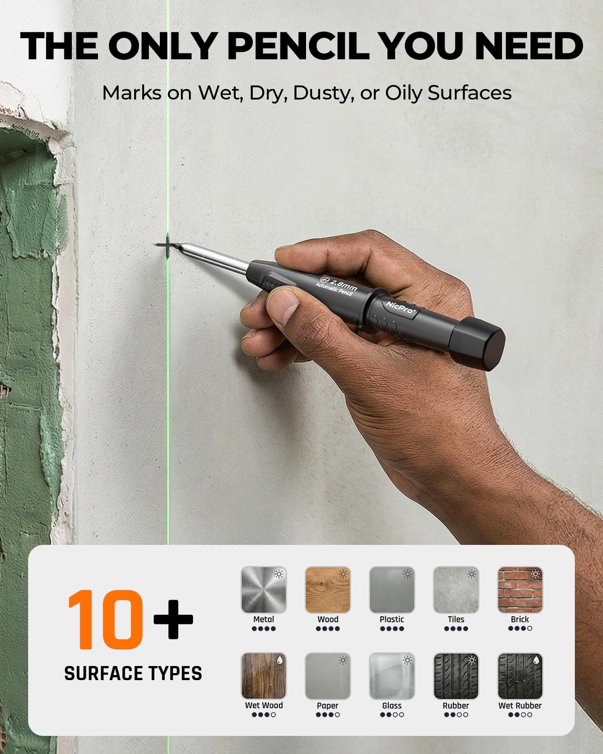 Nicpro Carpenter Pencils with Sharpener & Sleeve, 2Pack Construction Pencil