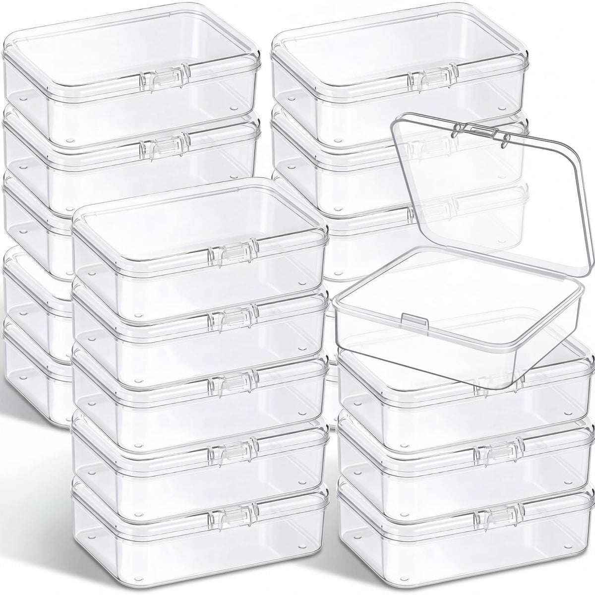 Jetec 18 Pieces Small Clear Plastic Storage Box, 2.9 x 2.9 x 1 Inch